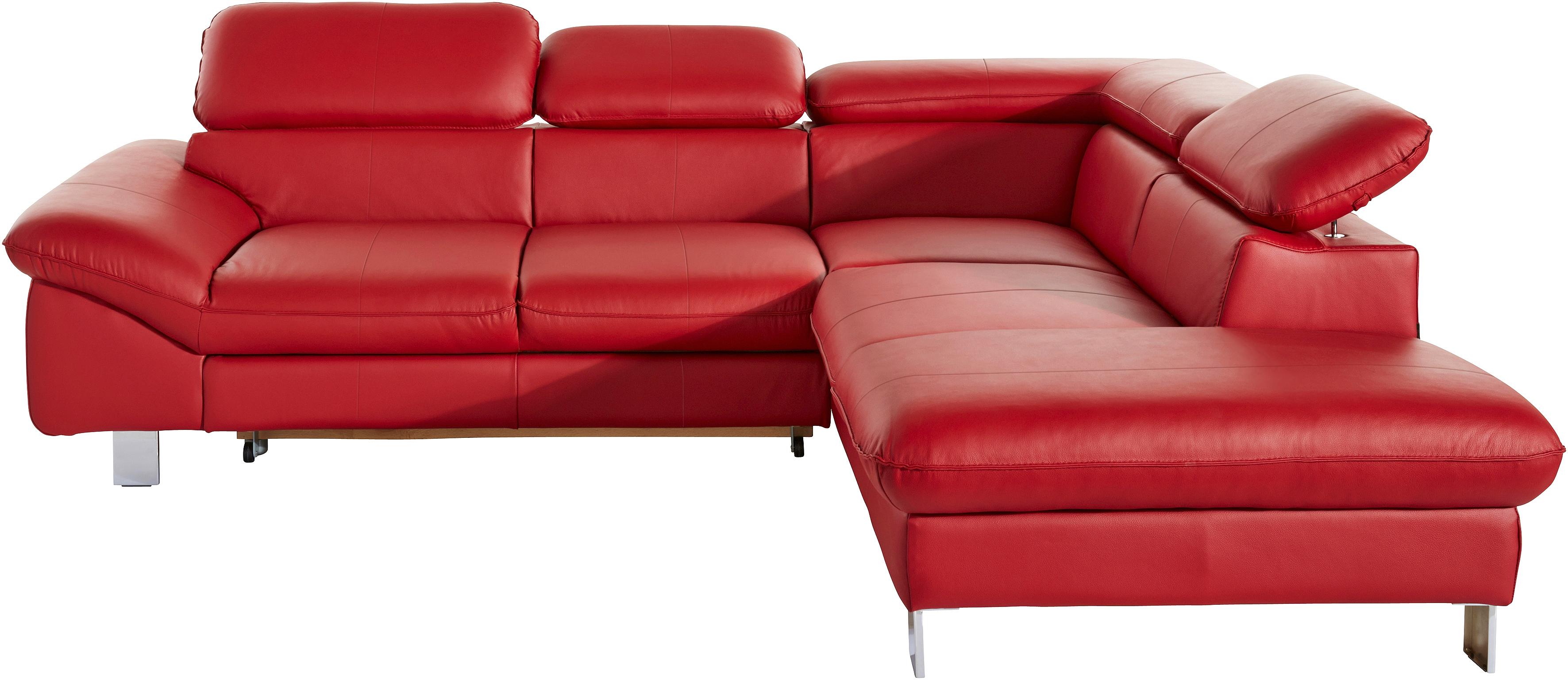 COTTA Ecksofa "Driver L-Form, B: 265 cm, moderne Couch mit Wellenunterfederung, Leder" inkl. 3x Kopfteilverstellung, optional mit Schlaffunktion + Stauraum