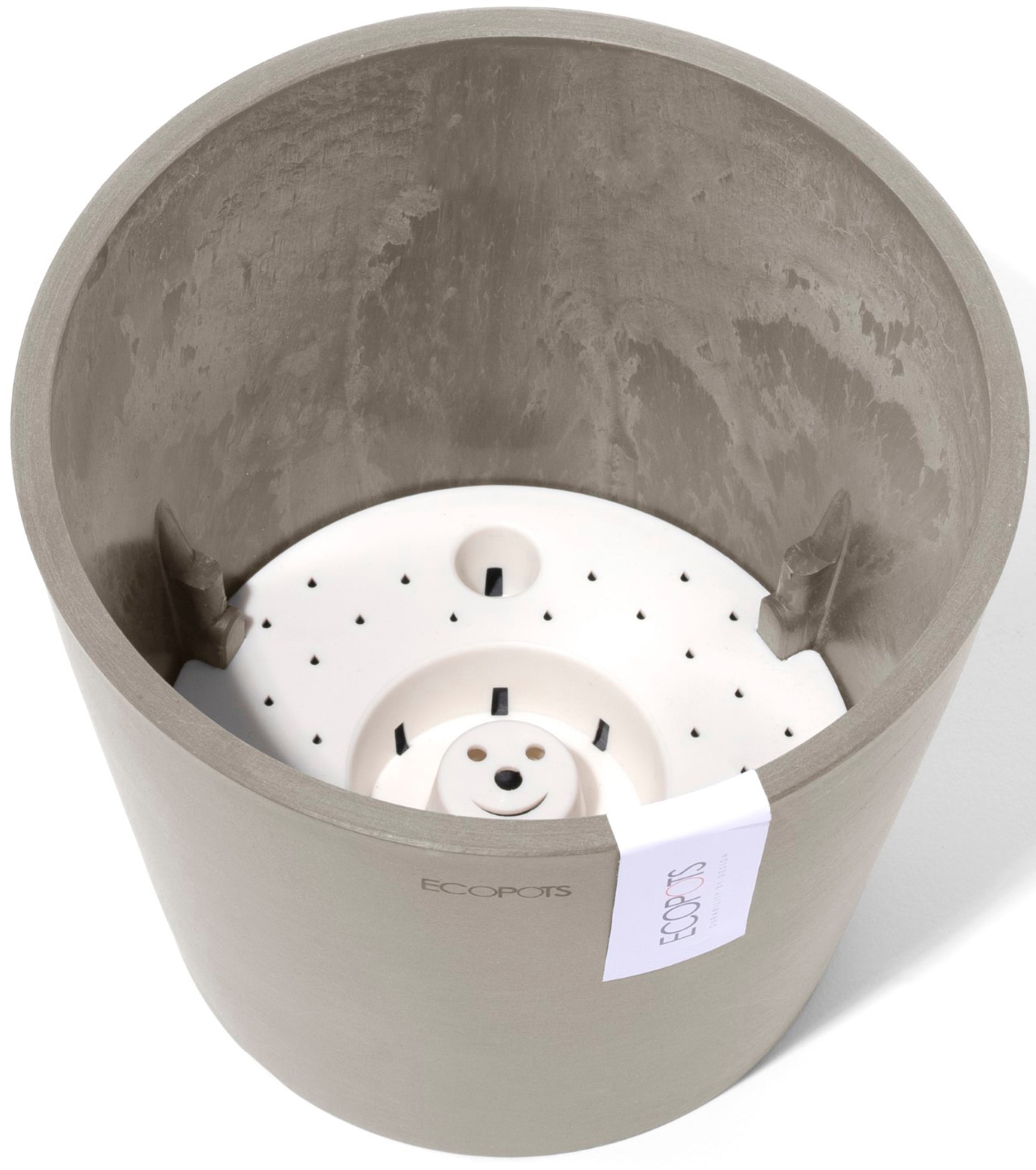 ECOPOTS Blumentopf »Amsterdam 20 + Wassersystem Taupe«, für innen und außen: frostsicher, bruchsicher und lichtbeständig