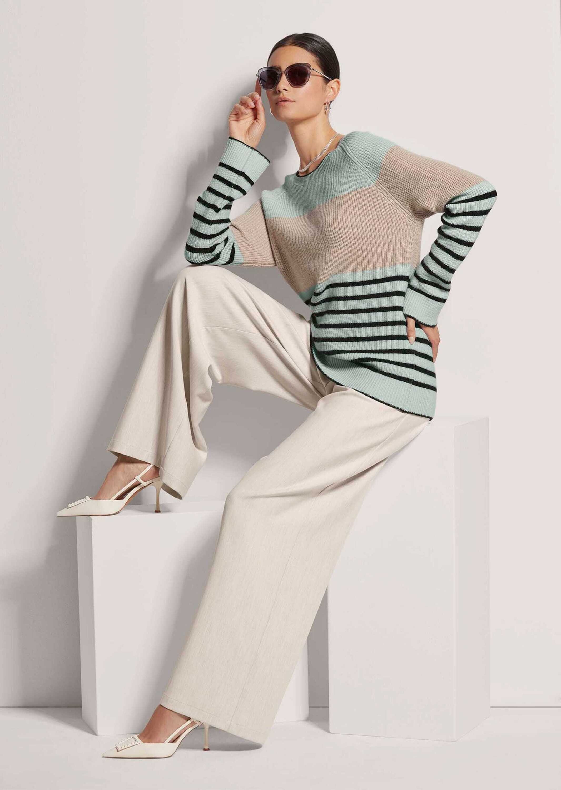 MADELEINE Longpullover »Pullover Schurwoll-Pullover mit Perlfang-Struktur«