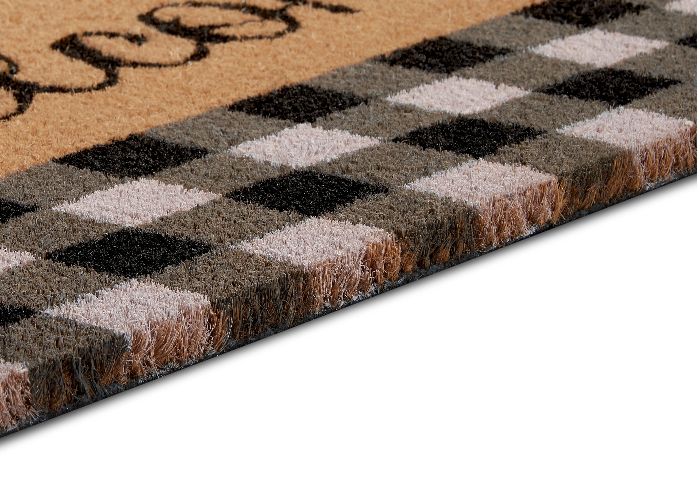 HANSE Home Fußmatte »Kokos Welcome Chessboard, Türmatte«, rechteckig, 15 mm Höhe, Kokos, Schmutzfangmatte, Outdoor, Rutschfest, Innen, Kokosmatte, Flur