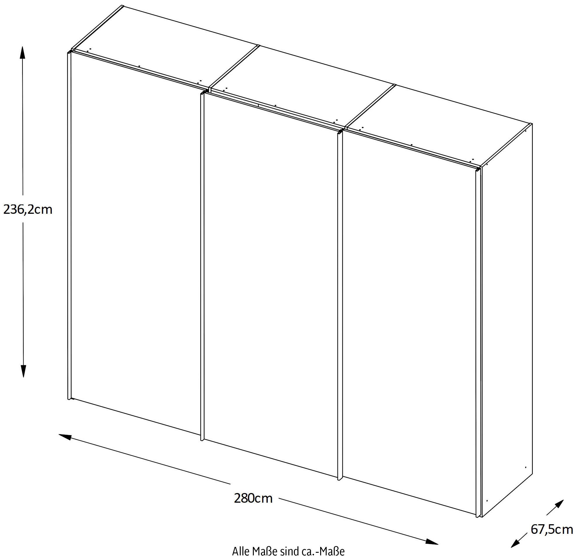 STAUD Schwebetürenschrank »Sinfonie Plus, edles Design in hochwertiger Qualität, Made in Germany«, Mit Spiegeltür und vier verschiedenen Ausstattungsvarianten