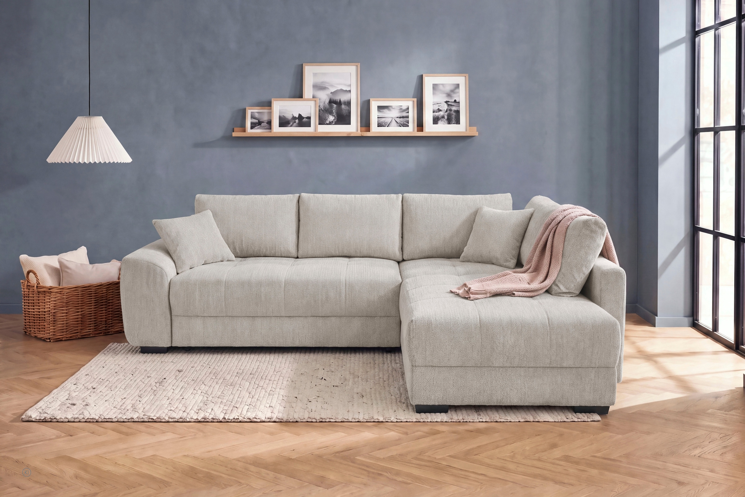 Jockenhöfer Gruppe Ecksofa "Amalfi L-Form, B: 270 cm, Liegefl. 146x224 cm, Dauerschlafsofa" Couch mit Tonnentaschen-Federkern, Topper, Bettkasten & Kissen