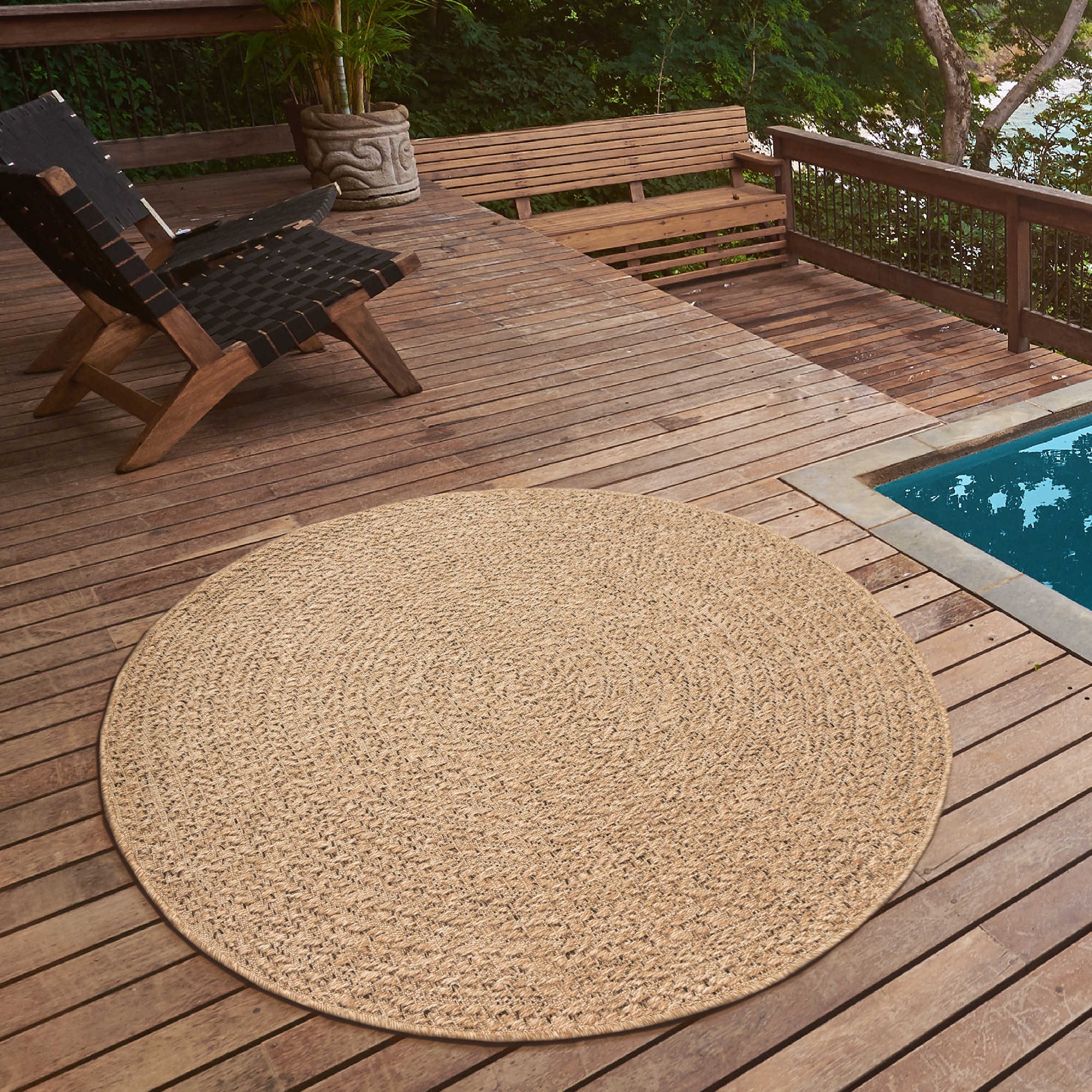 the carpet Teppich "Kansas" rund 10 mm Höhe moderner robuster In und Outdoor Teppich Jute Look