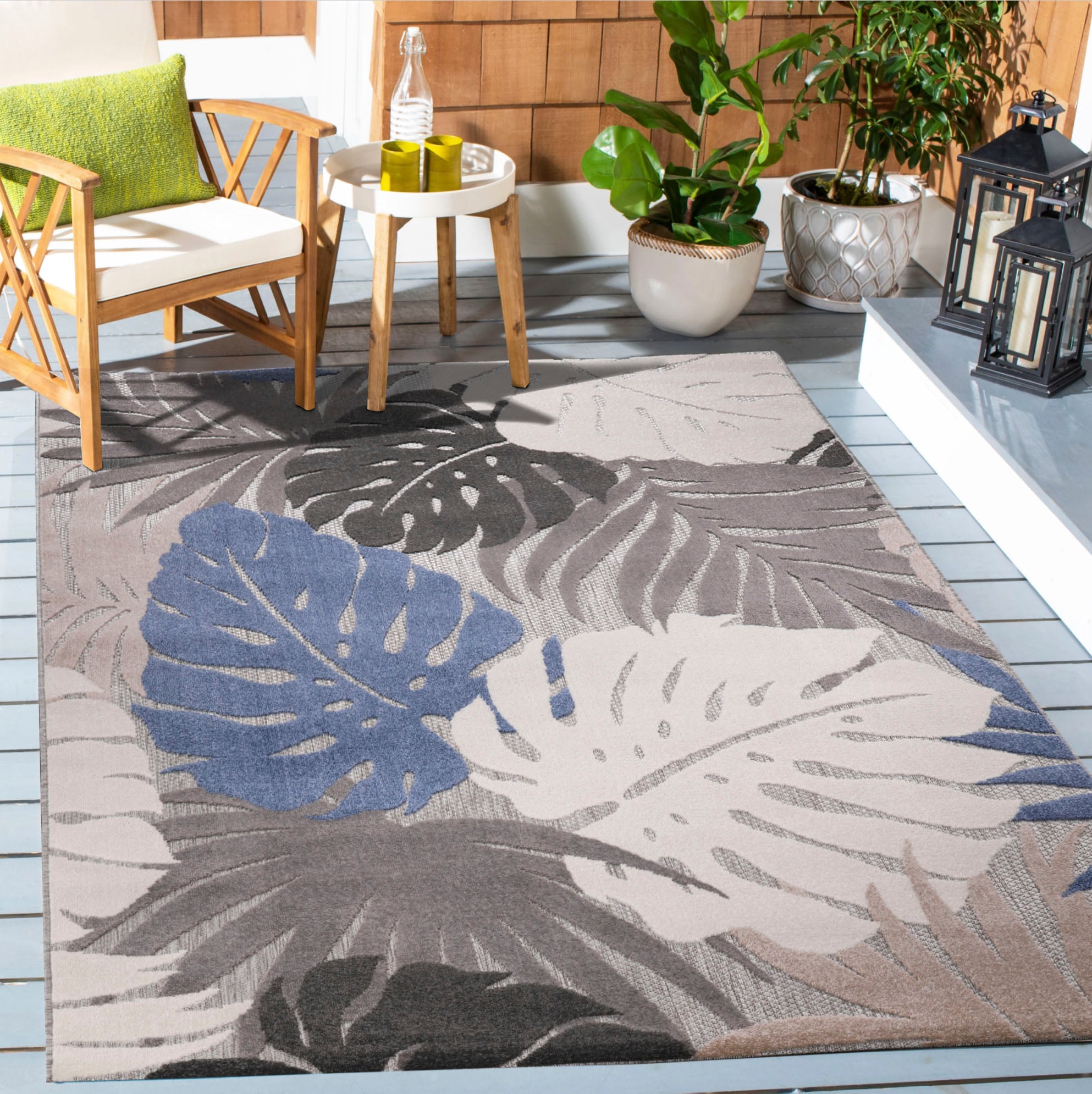 Sanat Teppich "Floral Outdoor, auch als Läufer und Rund" rechteckig 6 mm Höhe In- und Outdoor geeignet, florales Design, Balkon, Terasse