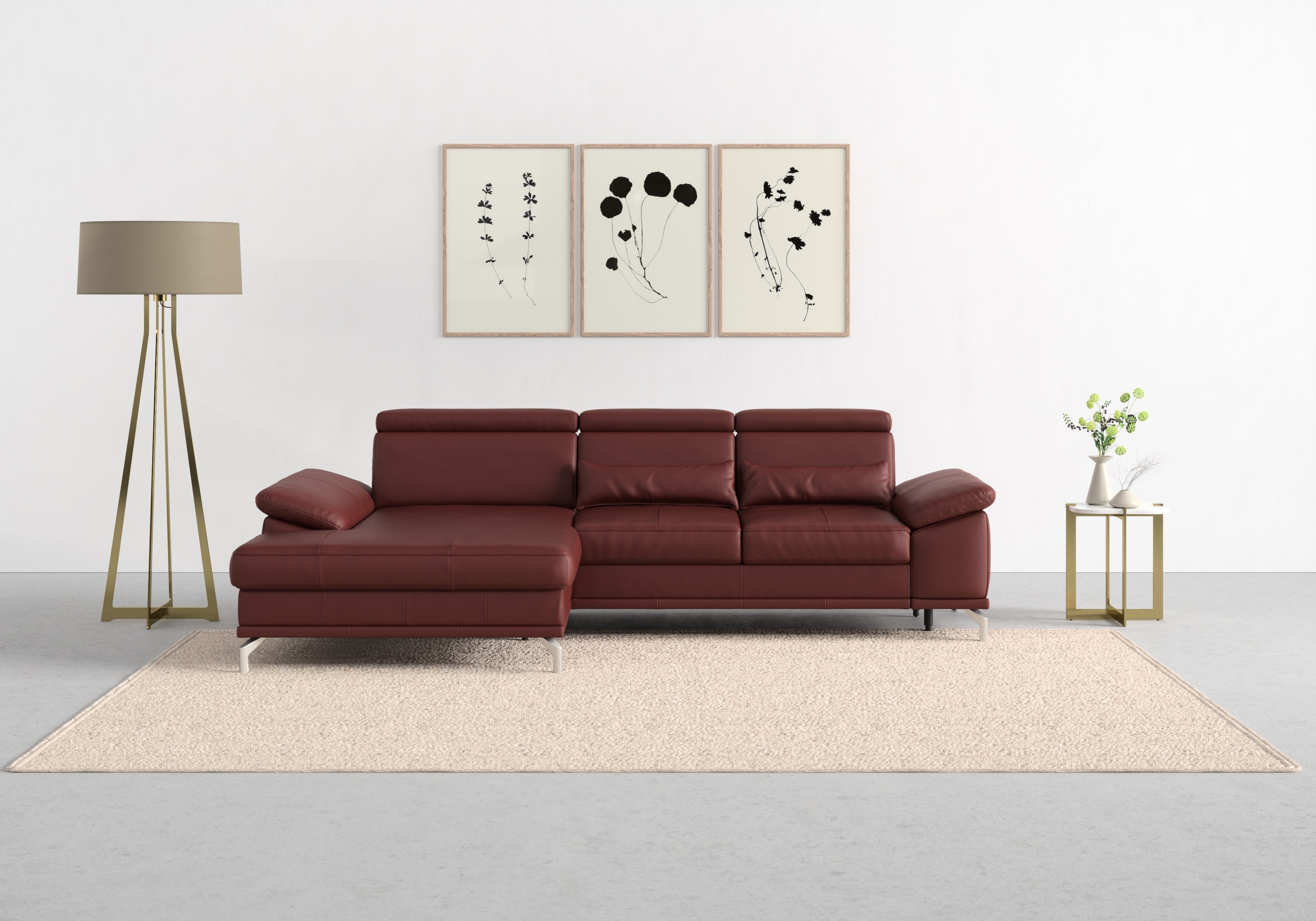 Thumbnail - sit&more Ecksofa "Cabrio L-Form, B: 295 cm, mit Sitztiefen-, Arm- & Kopfteilverstellung" 2 Nierenkissen, Federkern, opti...