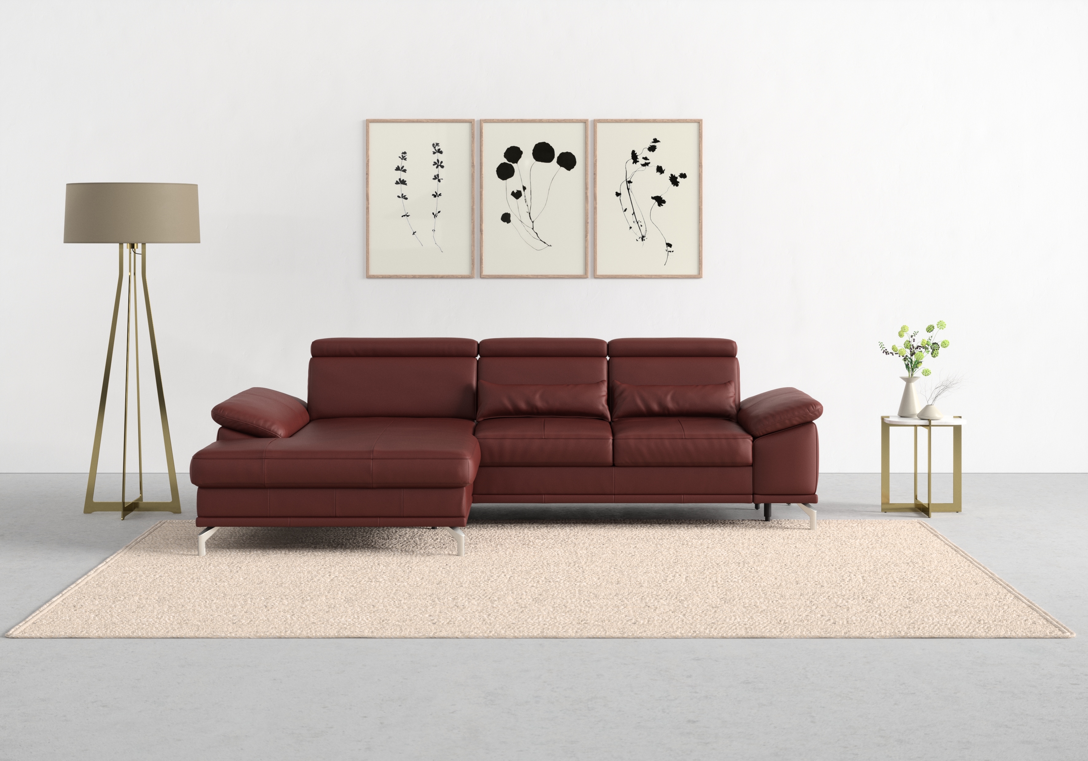 sit&more Ecksofa "Cabrio L-Form, B: 295 cm, mit Sitztiefen-, Arm- & Kopfteilverstellung" 2 Nierenkissen, Federkern, optional Schlaffunktion und Stauraum