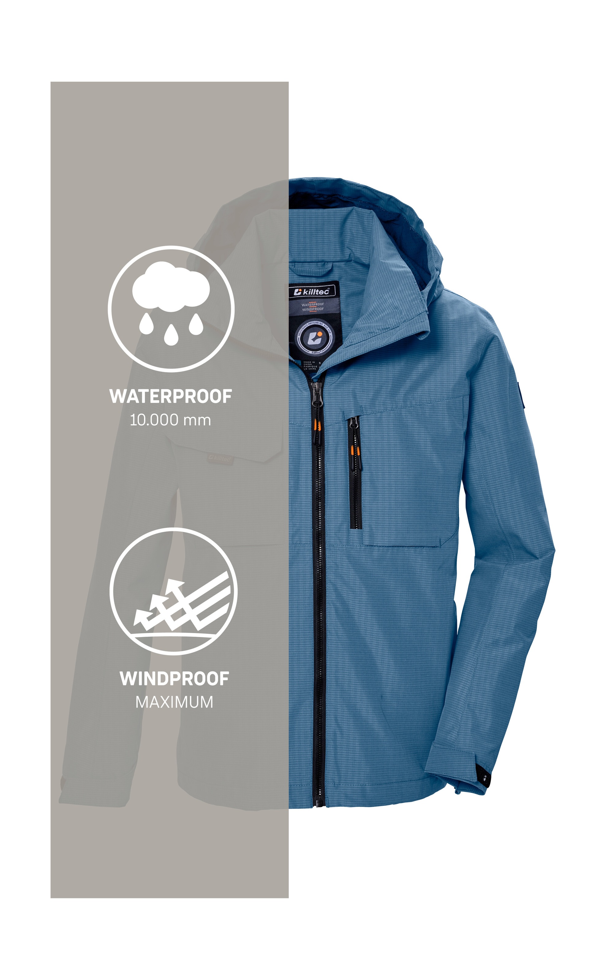 Killtec Funktionsjacke »KOS 140 BYS JCKT« Wasserdichte Kids-Jacke mit verstellbarer Kapuze und Saum