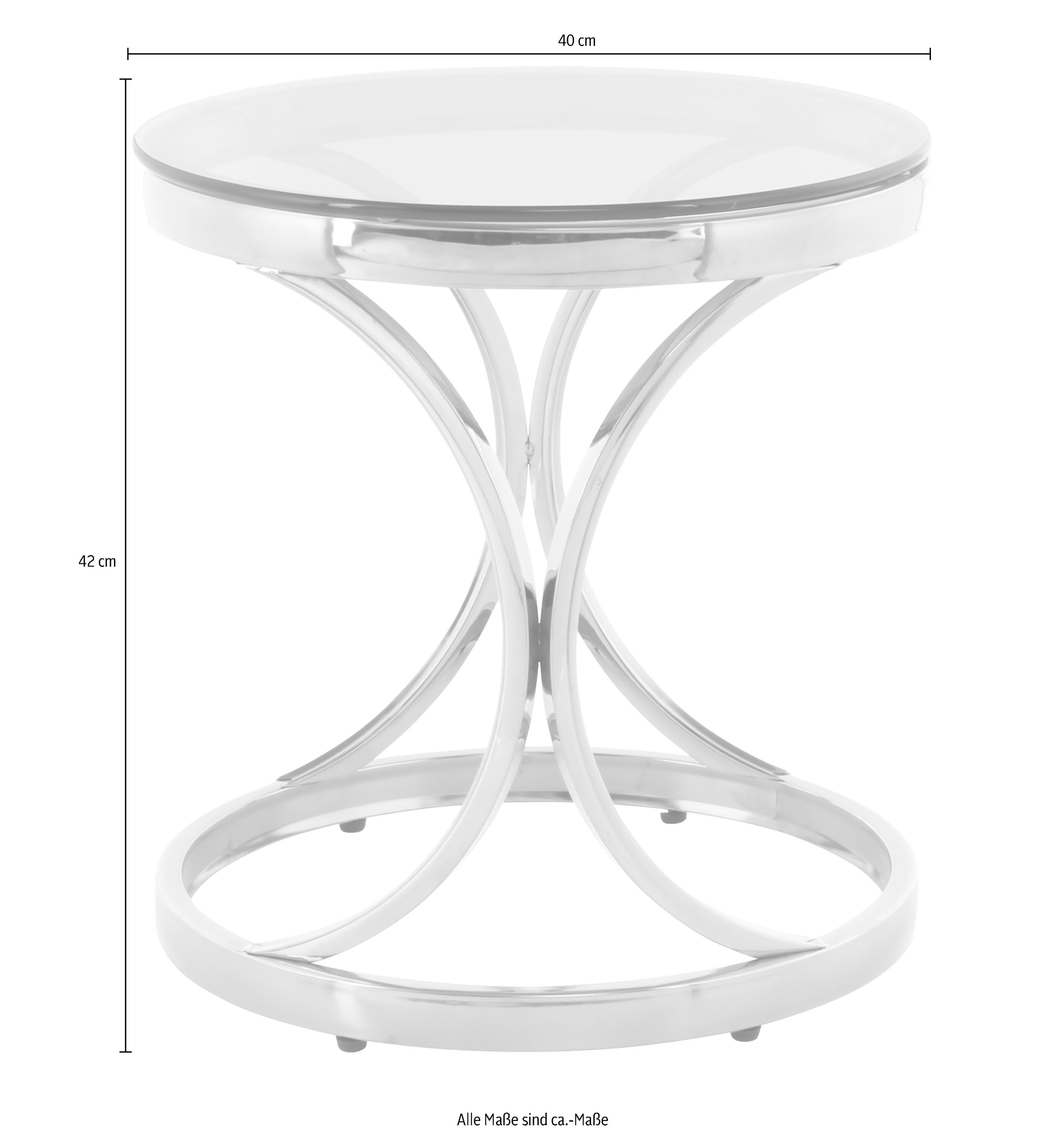 Kayoom Beistelltisch »Weyda 125, in eleganter Gestaltung,runde Tischplatte aus Glas«, (1 St.), Glamouröses Design, hochwertige Verarbeitung, Hingucker-Gestell