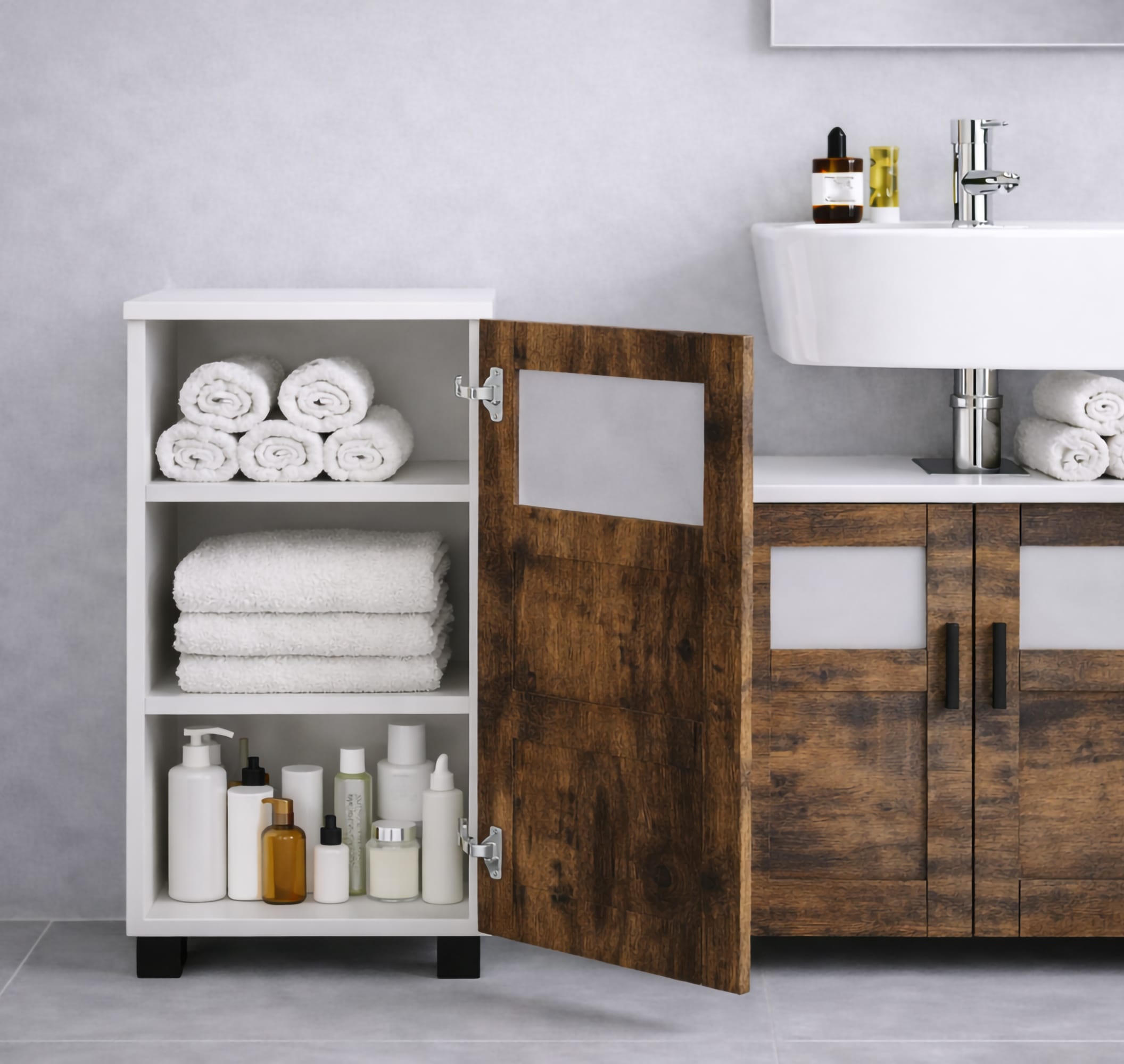 VCM Midischrank »Holz Badschrank Midischrank Nilari 70 x 38 x 28 cm« 1 Stk. tlg.