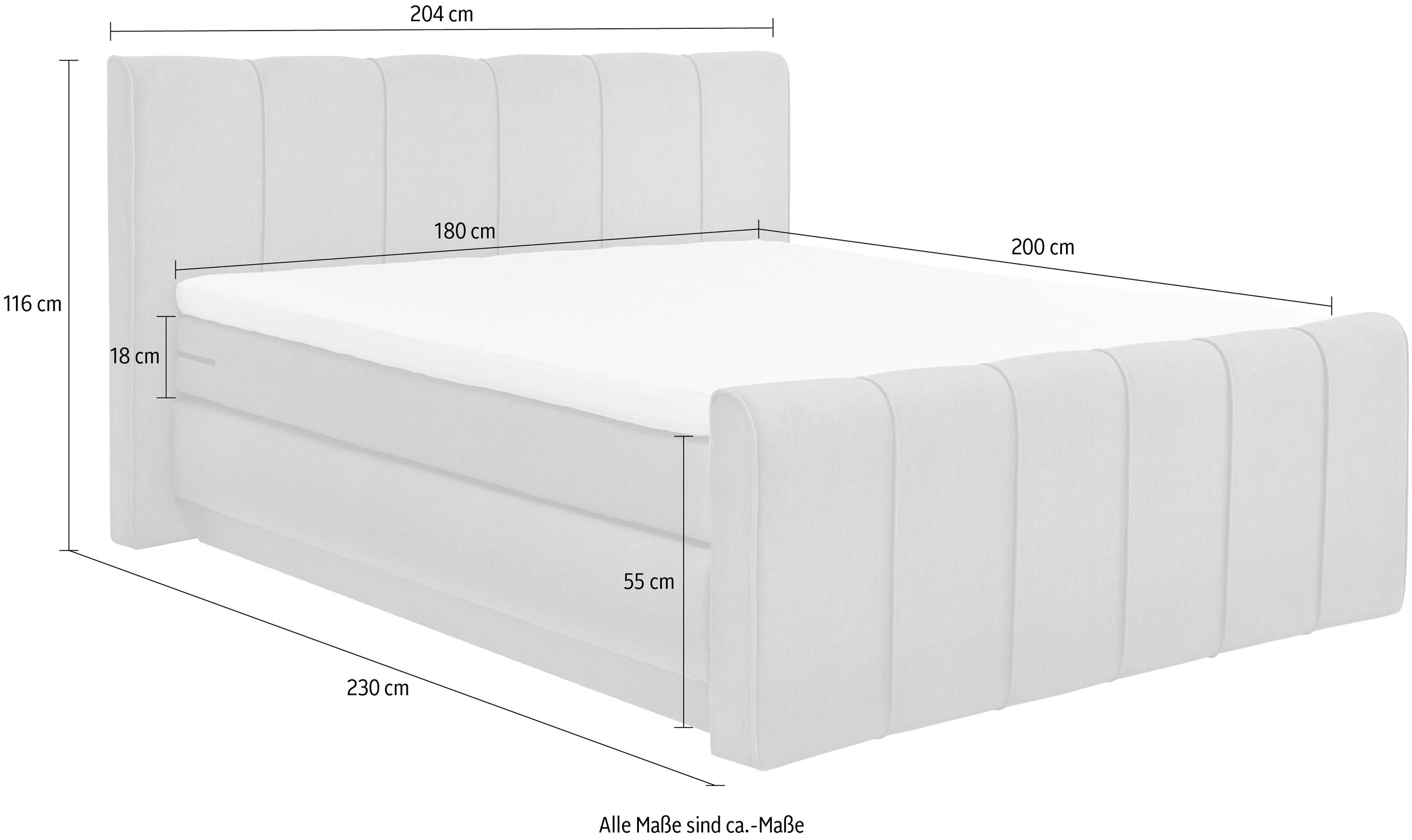 set one by Musterring Boxspringbett »Fairfield«, mit Bettkasten, Kopfteil mit Keder, Breite 160 cm oder 180 cm