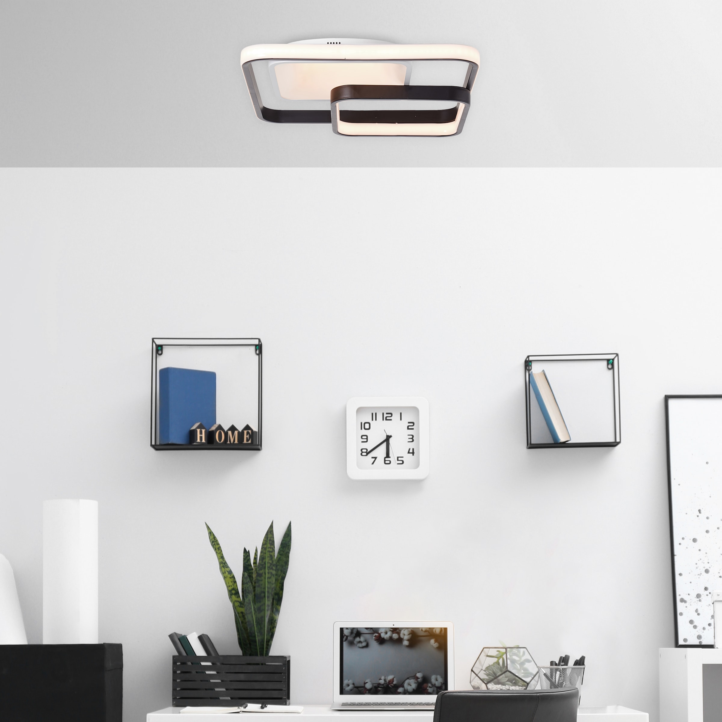 Brilliant LED Deckenleuchte »Cava«, 1 flammig, Leuchtmittel LED-Modul | LED fest integriert, 40 x 40 cm, dimmbar, CCT, 5000 lm, Fernbedienung, Metall, weiß/schwarz