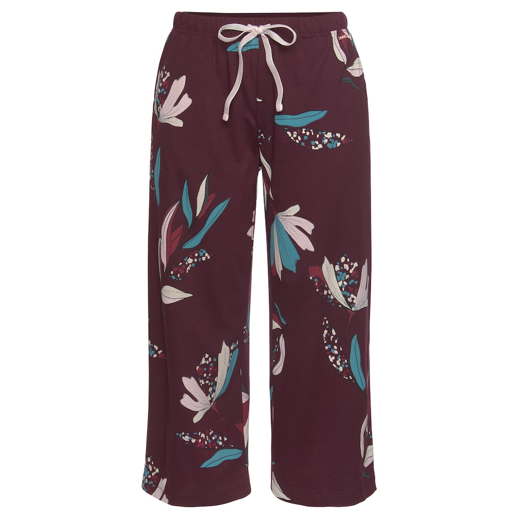 Damenmode Cotton made in Africa s.Oliver Pyjamahose, mit Allover-Druck bordeaux-geblümt Damenmode Cotton made in Africa s.Oliver Pyjamahose, mit Allover-Druck bordeaux-geblümt