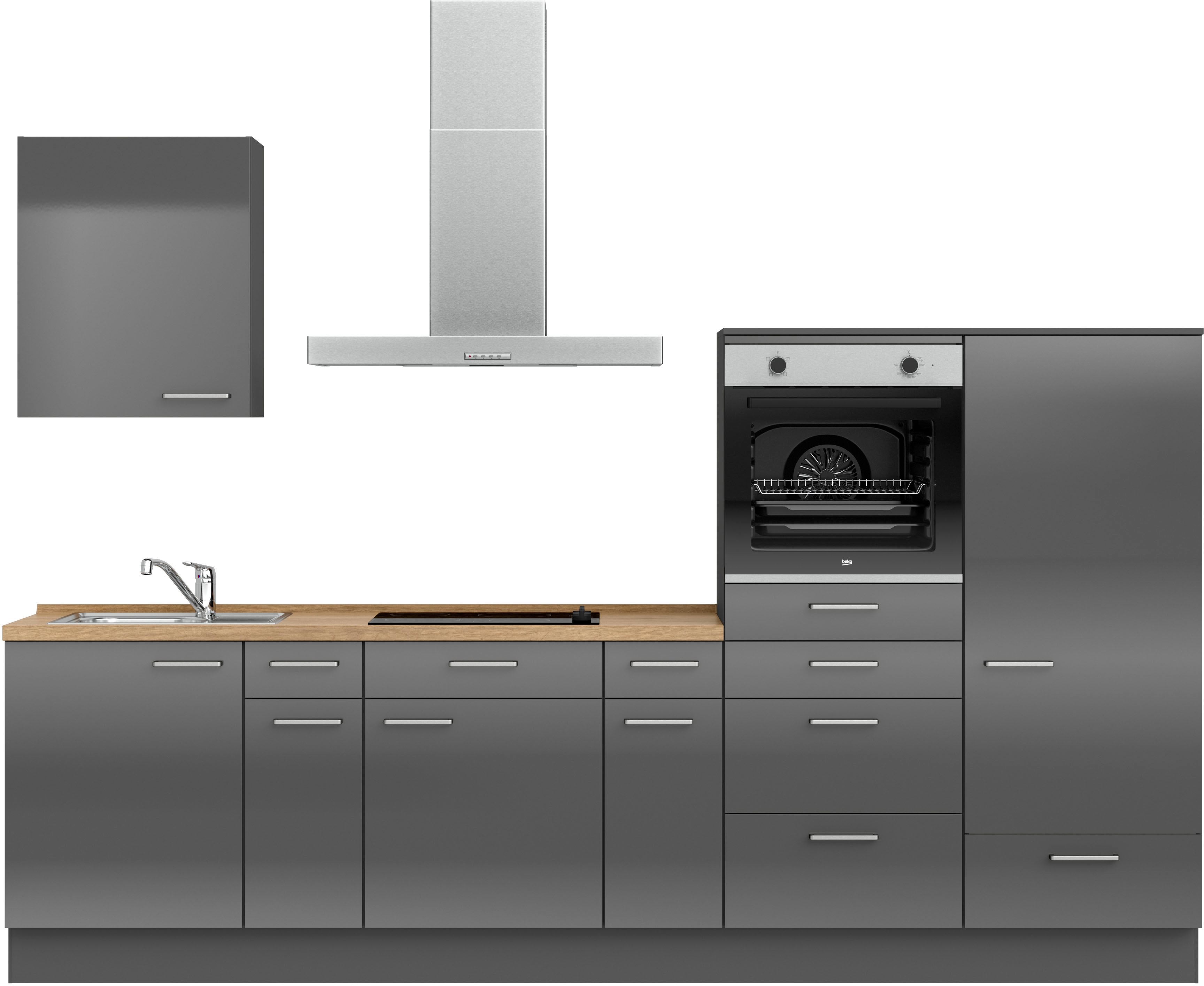 nobilia Küchenzeile ""Flash I", NEU: individuell anpassbar mit gratis Profi-Beratung" vormontiert, Breite 300 cm, Ausrichtung wählbar, wahlw. mit E-Geräten