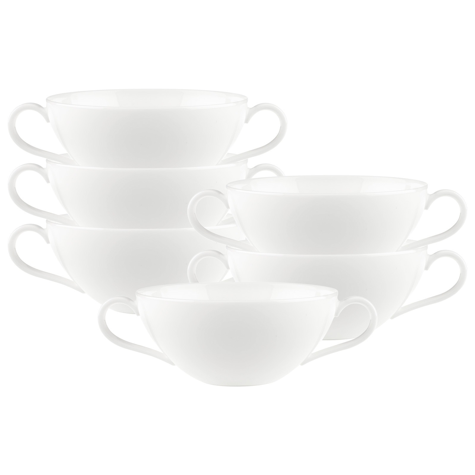 Villeroy & Boch Tasse "Suppentassen Anmut 250 ml 6er Set weiß" Spülmaschinenfest, Mikrowellensicher