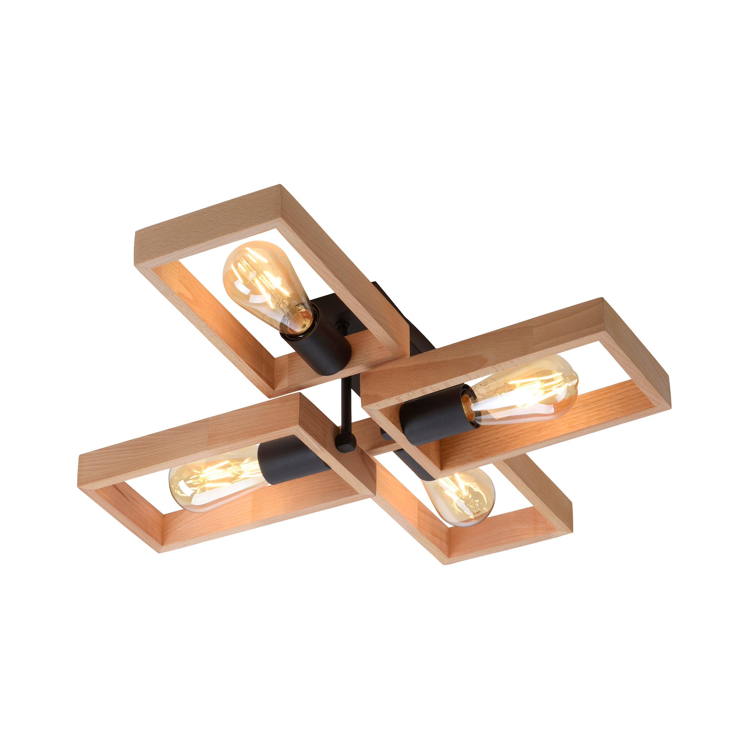 JUST LIGHT Deckenleuchte "FRANKY", 4, 1 Stk., schwarz, Wohnzimmer, Leuchten, ExklusiveE27