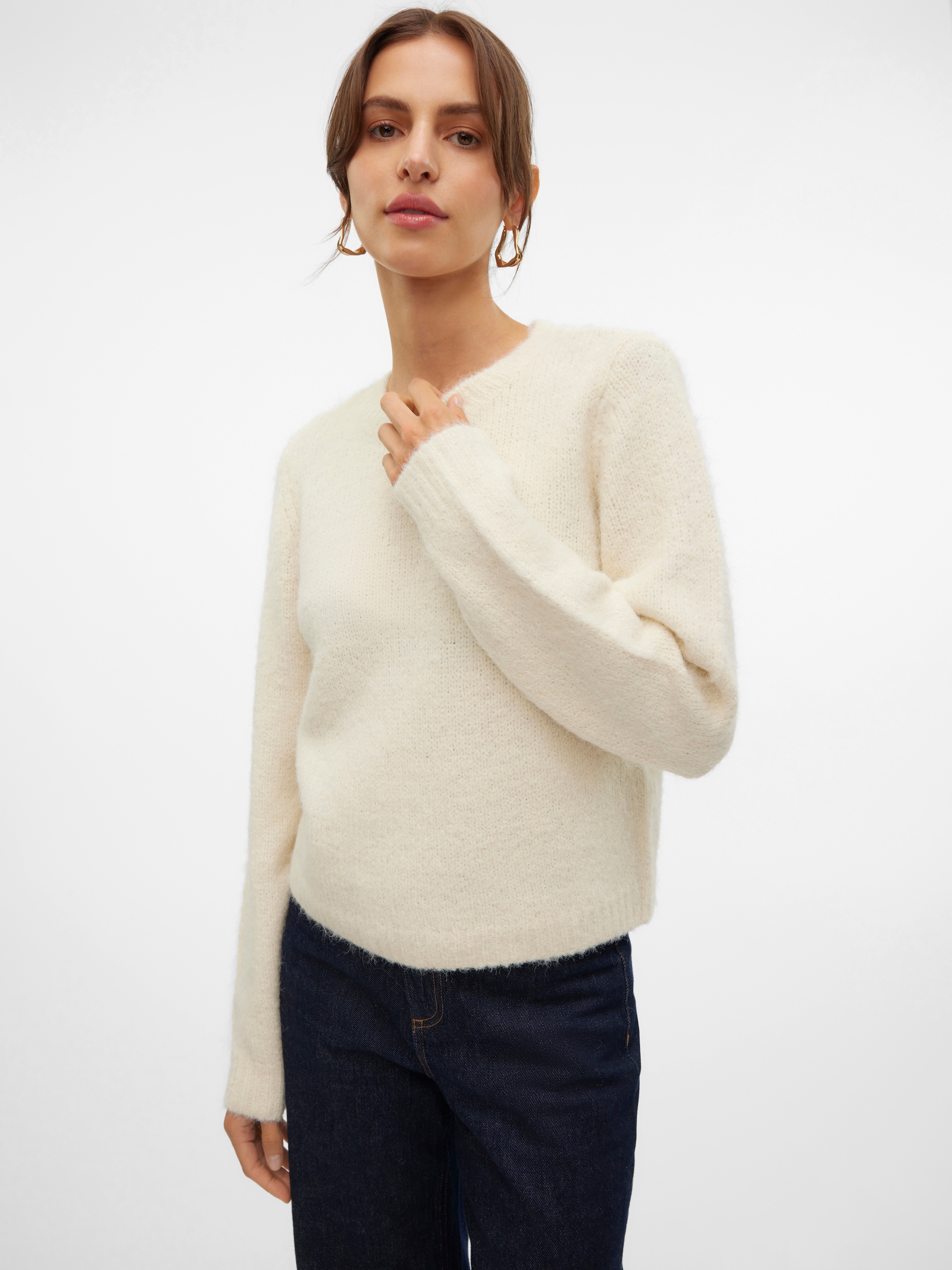 Vero Moda Strickpullover "VMNOVAH LS O-NECK PULLOVER GA NOOS" Materialmix, regular fit