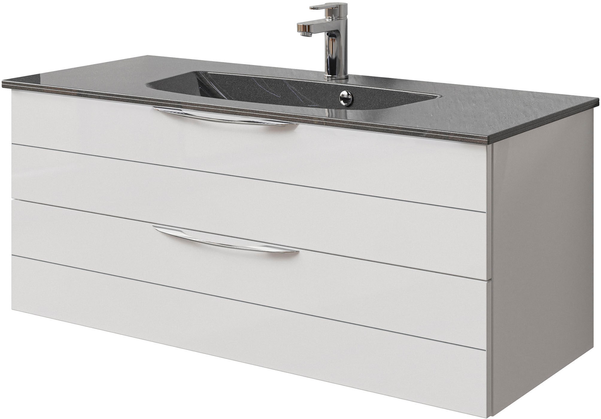 Saphir Waschtisch "Serie 6025 Mineralmarmor-Waschtisch mit Unterschrank, 117 cm breit", Waschplatz mit 2 Schubladen, hän