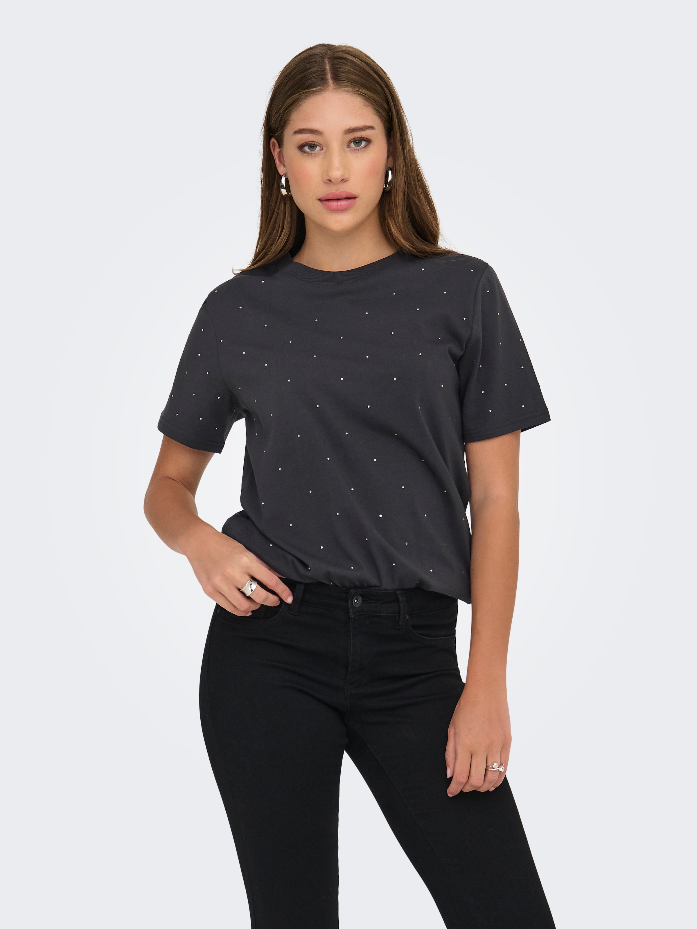 ONLY Kurzarmshirt "ONLMONJA S/S STUDS TEE JRS" mit Glitzer-Effekt günstig online kaufen