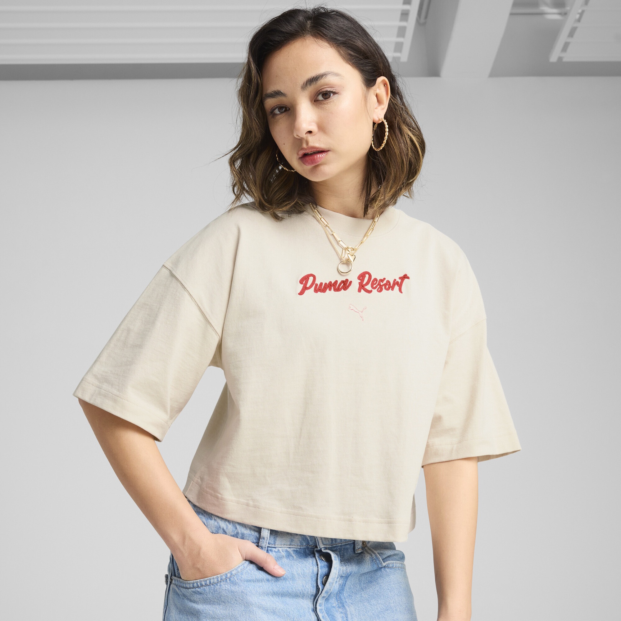 PUMA T-Shirt »PREMIUM ESS Oversized-T-Shirt mit Grafik Damen«