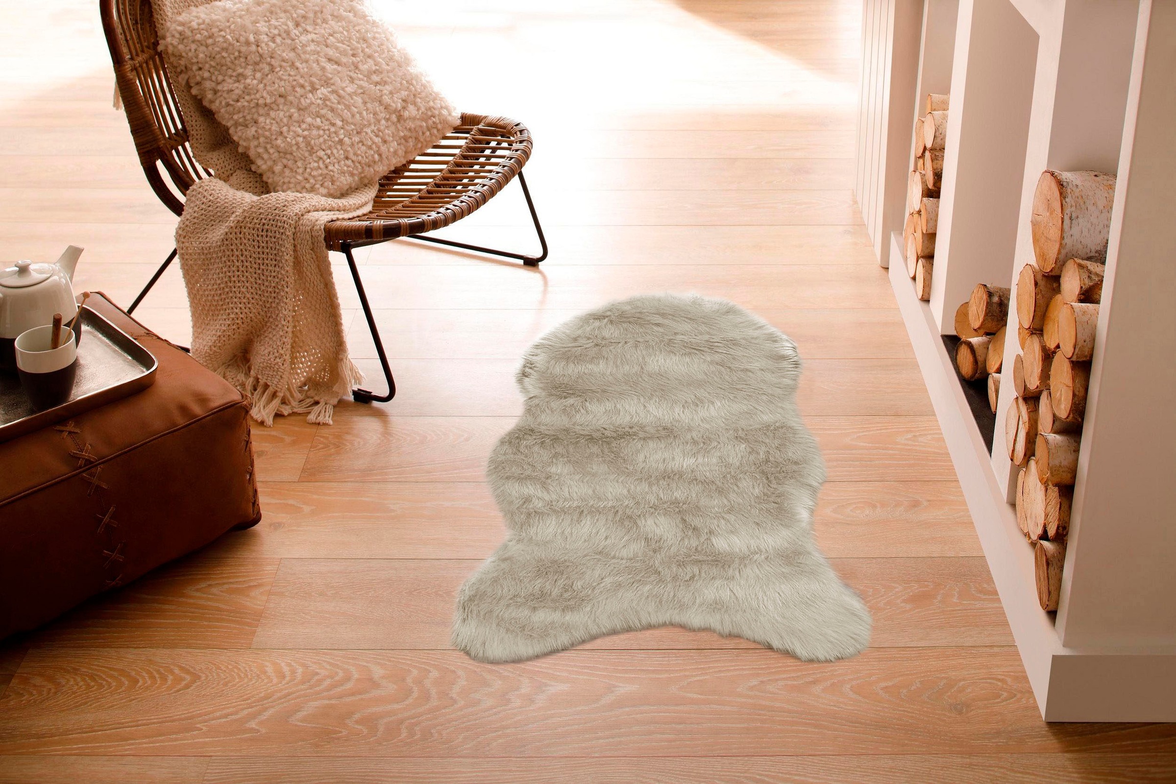 my home Hochflor-Teppich "Valeria Fellteppich kuschelig" fellförmig 60 mm H günstig online kaufen