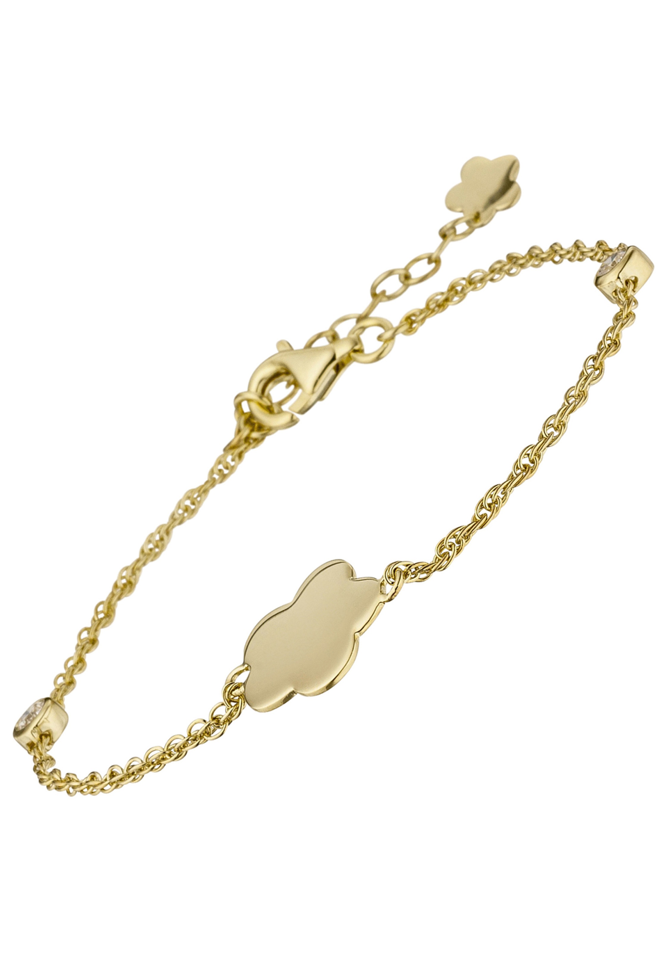 JOBO Silberarmband »Blume«, 925 Silber vergoldet mit 2 Zirkonia 22 cm
