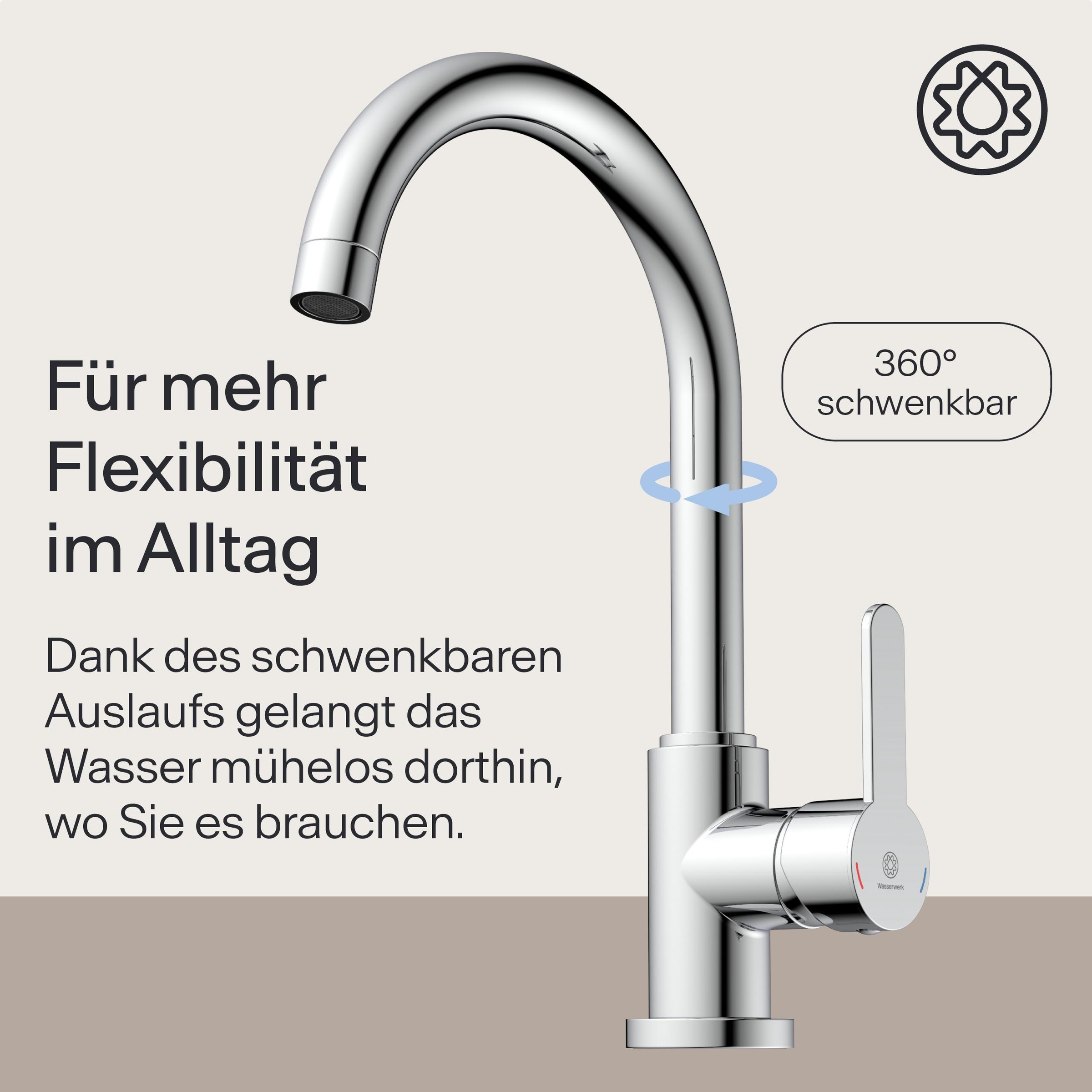 WASSERWERK Spültischarmatur »WK 5, Wasserhahn, Küche, Einhebelmischer«