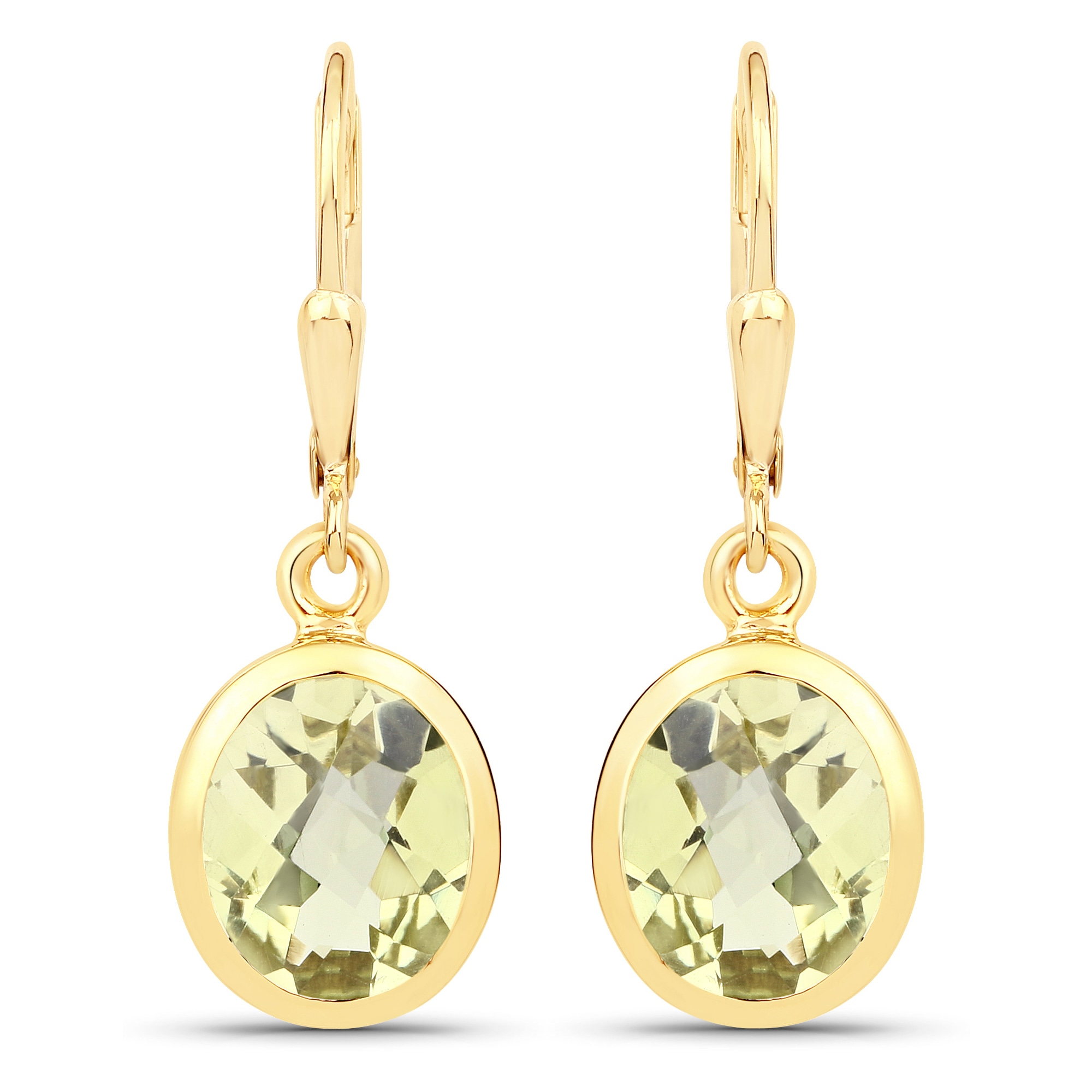 Vira Jewels Paar Ohrhänger »925-Sterling Silber vergoldet Glänzend Lemon Quarz grün«