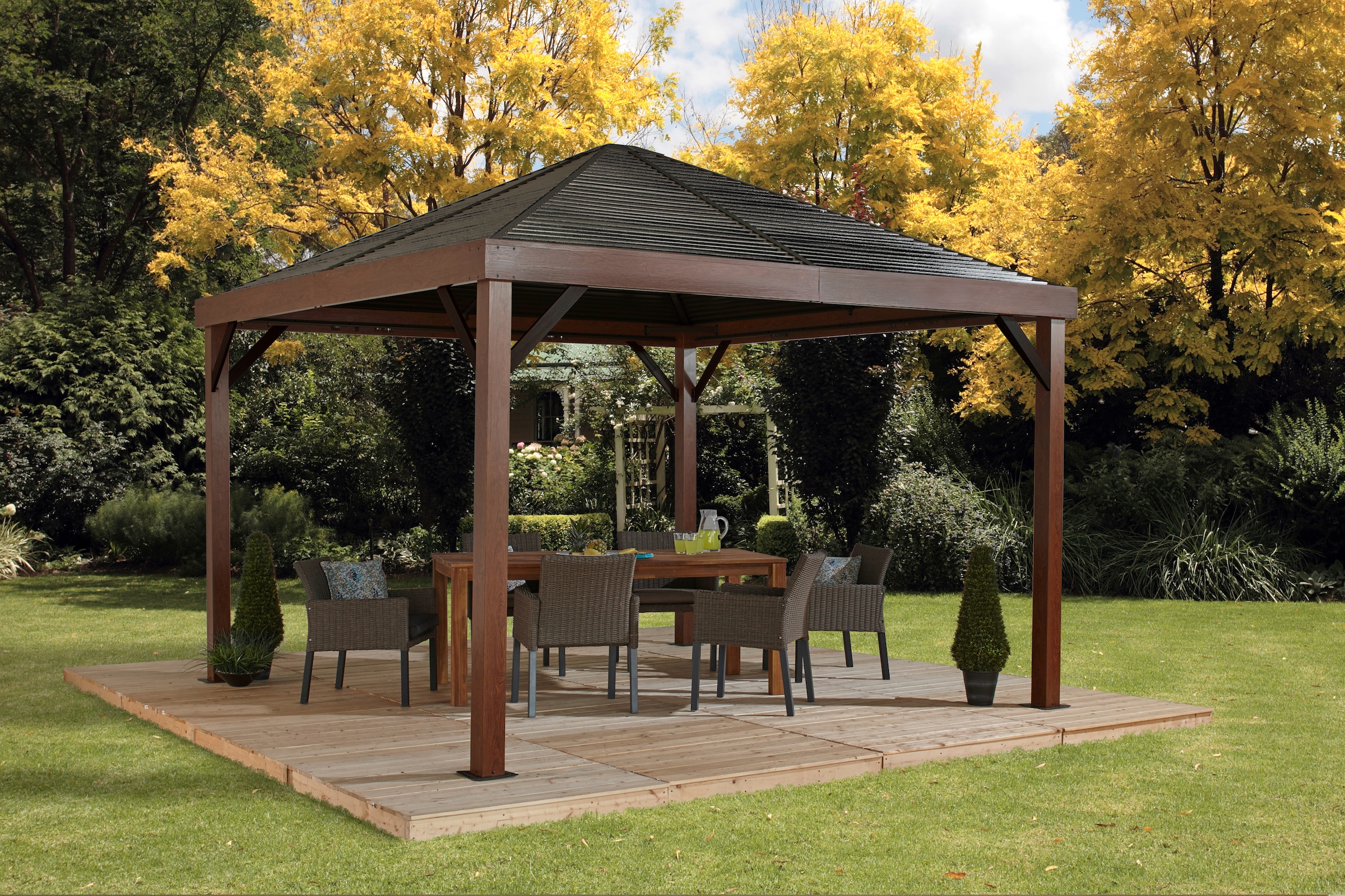 Sojag Pavillon "Valencia 12x12 Holzoptik", BxTxH: 363x363x310 cm