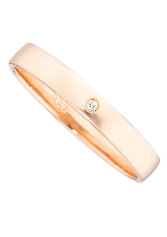 FIRETTI Damen Trauring "Schmuck Geschenk Gold Hochzeit Ehering Trauring "LIEBE"", 22, 0,01 SI = kleine Einschlüsse mit Brillant, Roségold 375, 3mm,