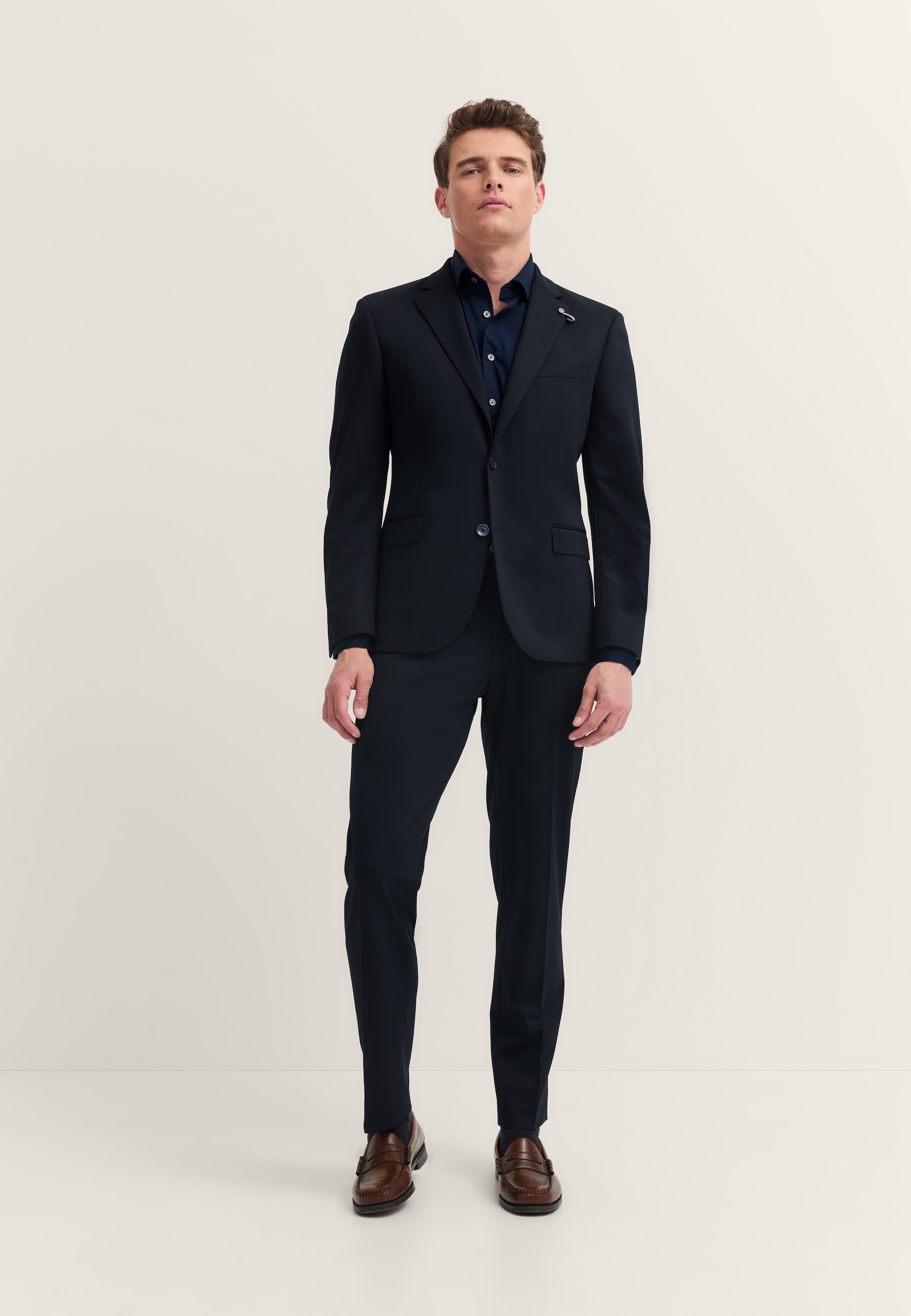 Anzugsakko BUGATTI "Regular Fit", Herren, Gr. 102, 390, marine, 66% Polyester, 21% Viskose, 10% Polyamid, 3% Elasthan, unifarben, regular fit, Sakkos, Jersey-Artikel mit Stretch 3