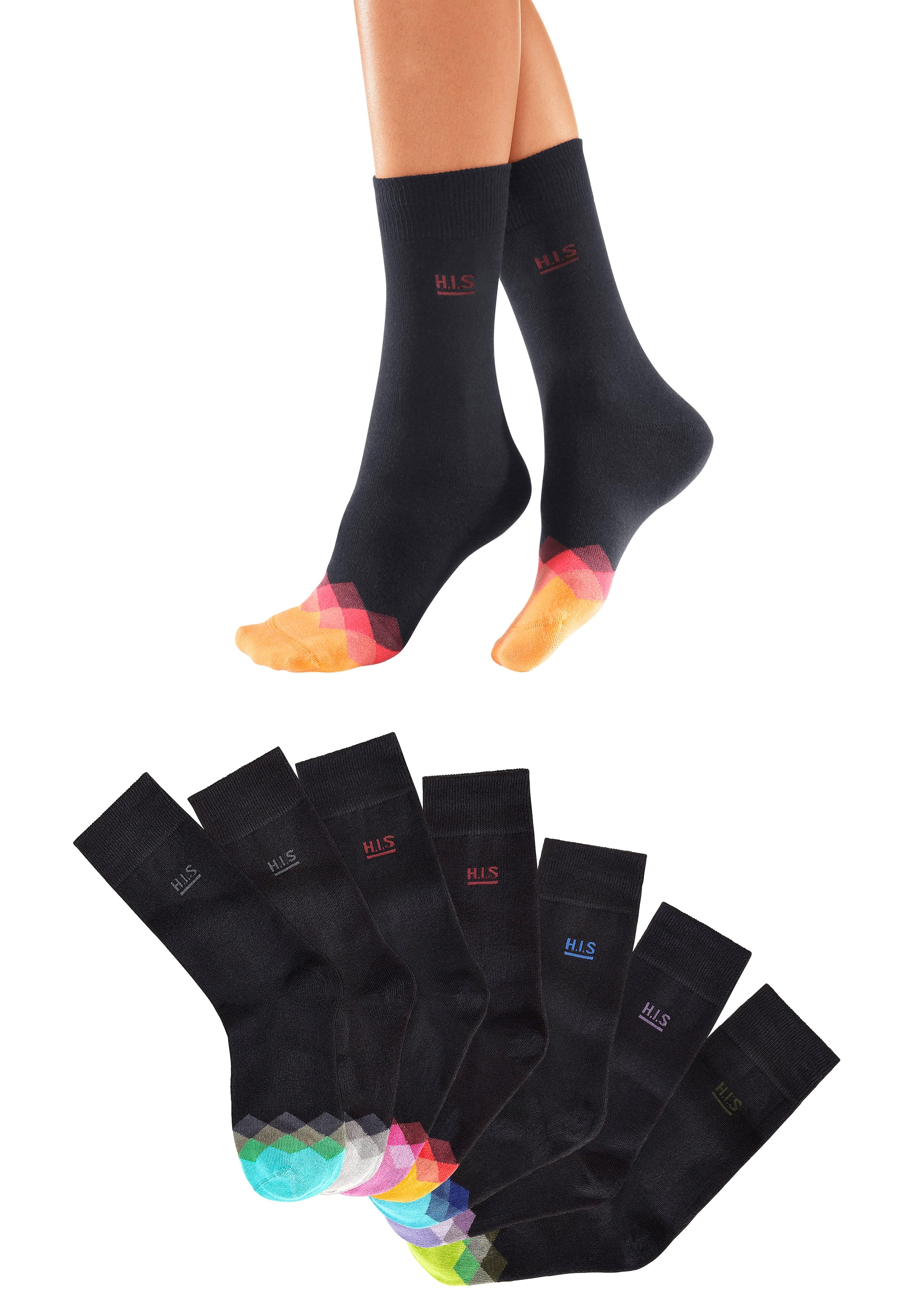 H.I.S Socken, (Set, 7 Paar), mit bunt gemusterter Spitze