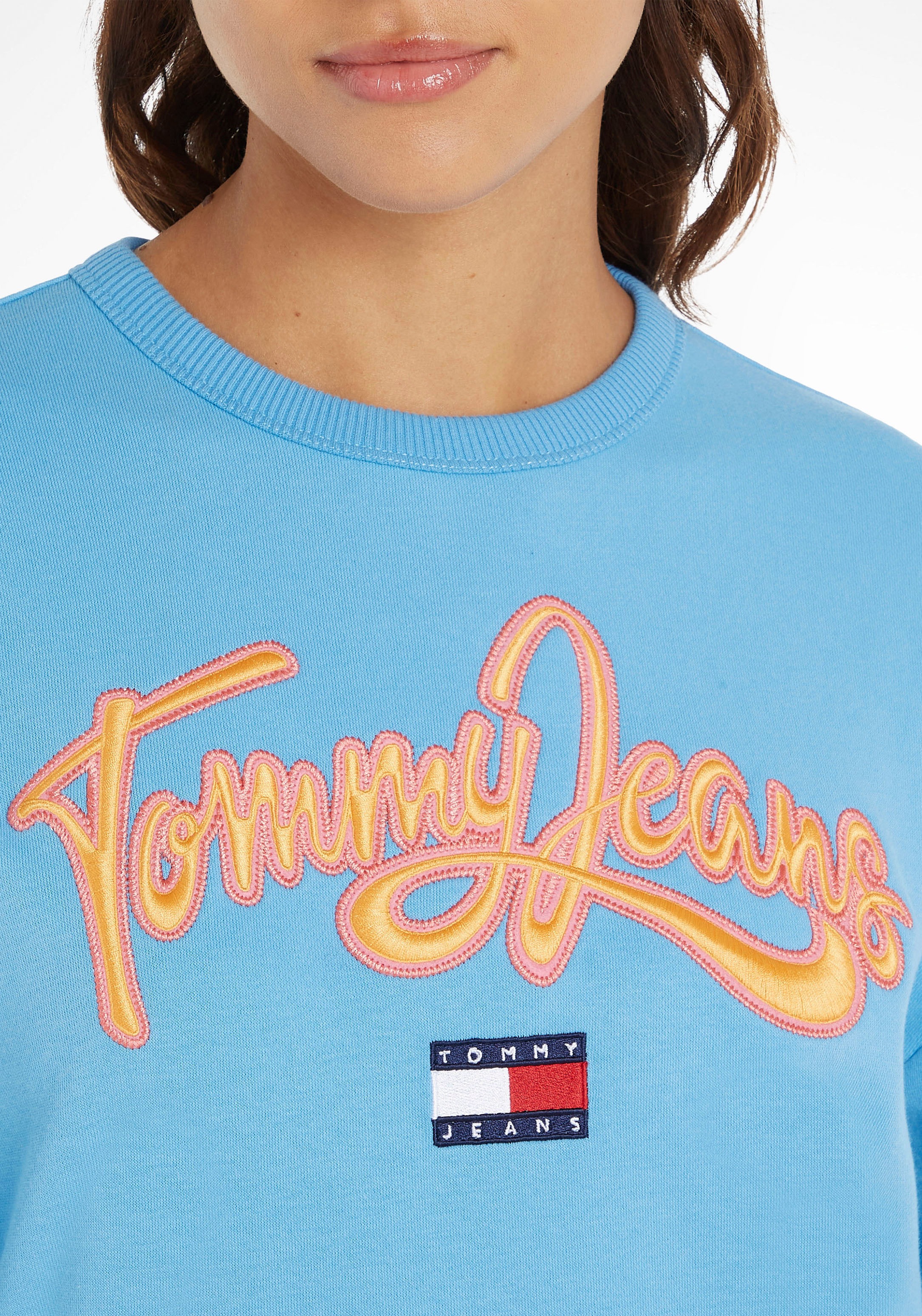 Tommy POP Logostickerei Jeans TJ Sweatshirt »TJW CREW«, BAUR | RLX kaufen mit großer