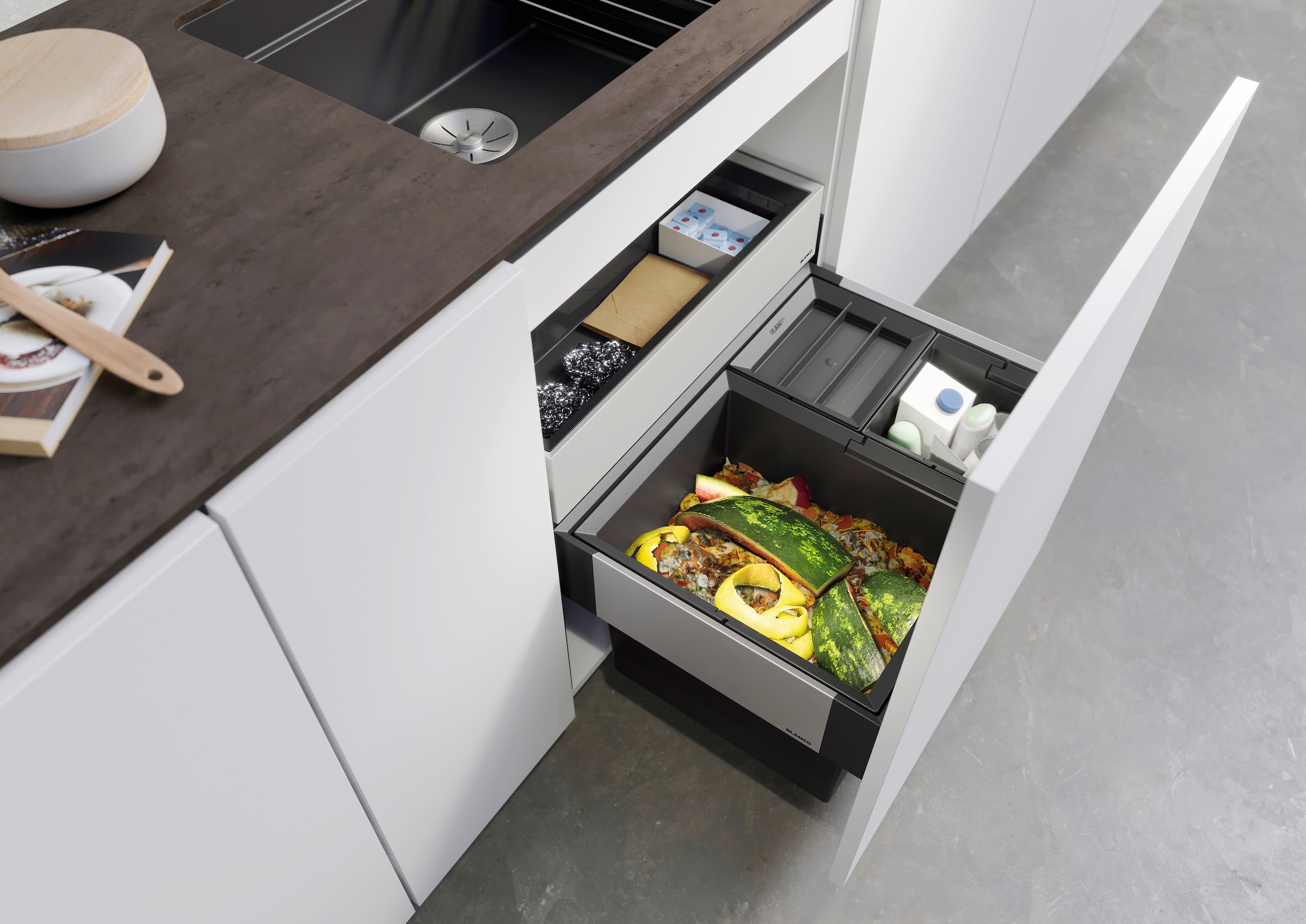 Blanco Mülltrennsystem »Select II XL 60/3« 3 Behälter Orga, Kunststoff, Stahlblech, 600 mm Untermass