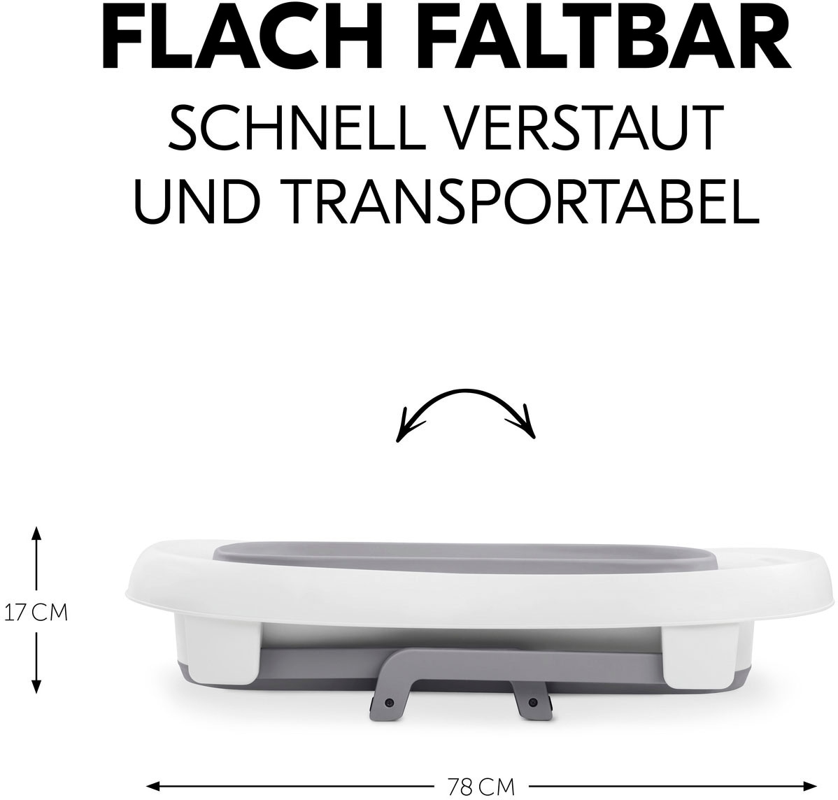 Hauck Babybadewanne »Wash N Fold L, White/Stone«, Faltbadewanne mit Wassertemperaturmessung am Ablaufstopfen