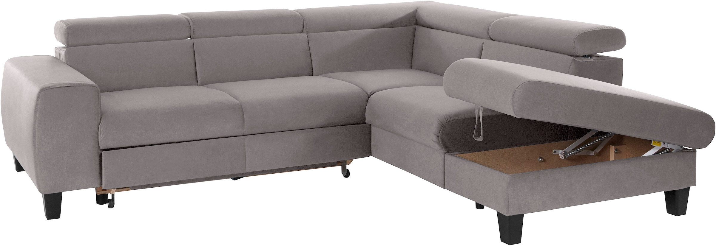 COTTA Ecksofa »Morven L-Form« wahlweise mit Bettfunktion, Bettkasten & Wireless-Charger