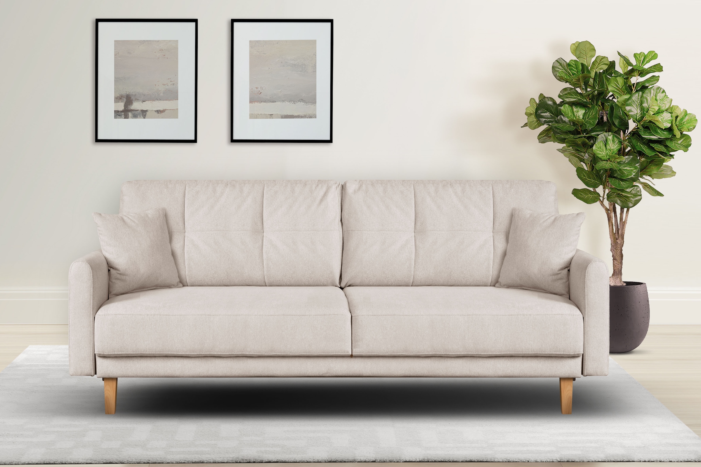 OTTO home 2-Sitzer "TRIPLO mit Wellenunterfederung, Maße B/T/H: 165/100/89 cm" Sofa mit Steppung im Rückenbereich, incl. Rückenkissen und Zierkissen