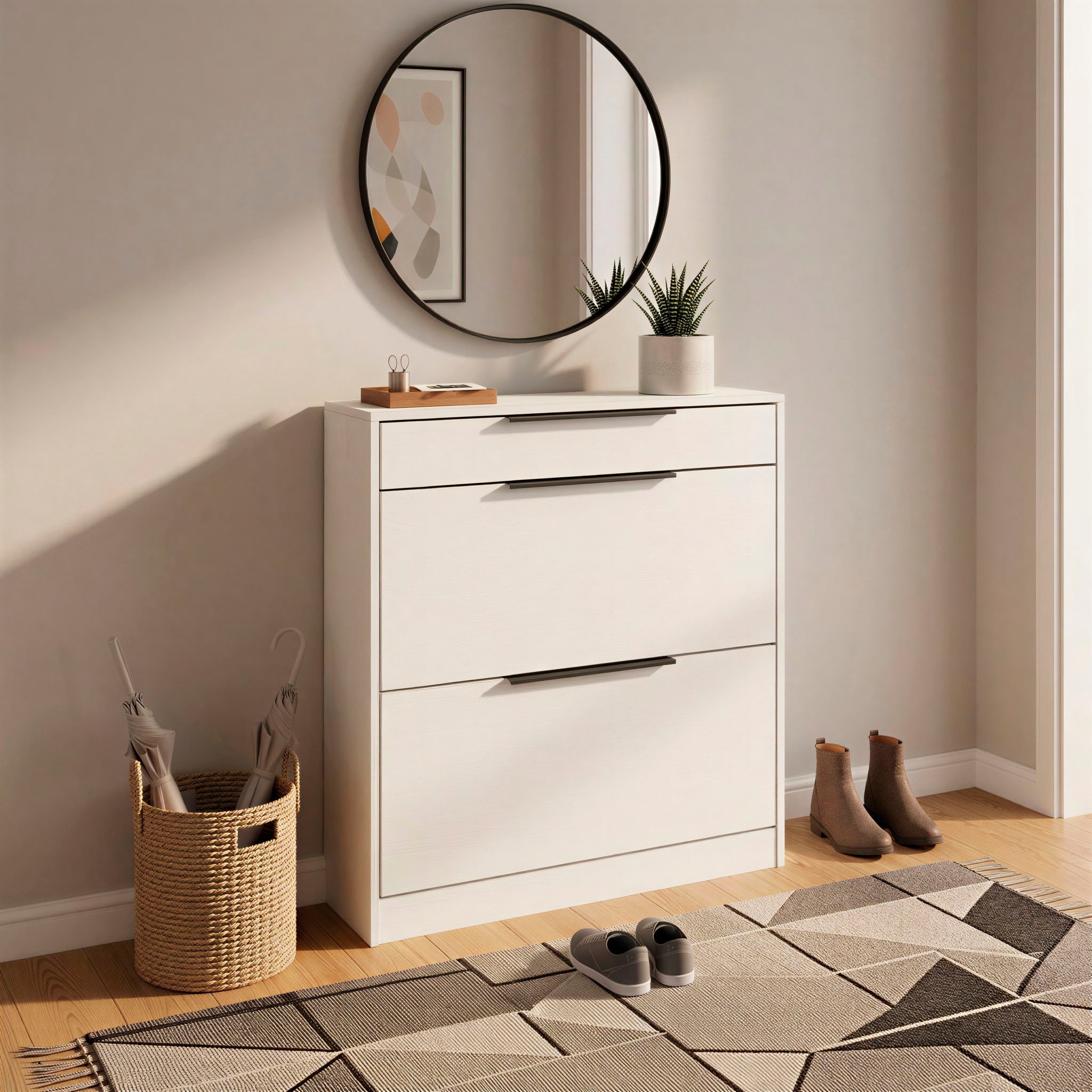 borchardt Möbel Schuhschrank »Tom, Breite 89cm, bis Schuhgröße 44« Metallgriffe, 1 Schubfach, 2 Klappen