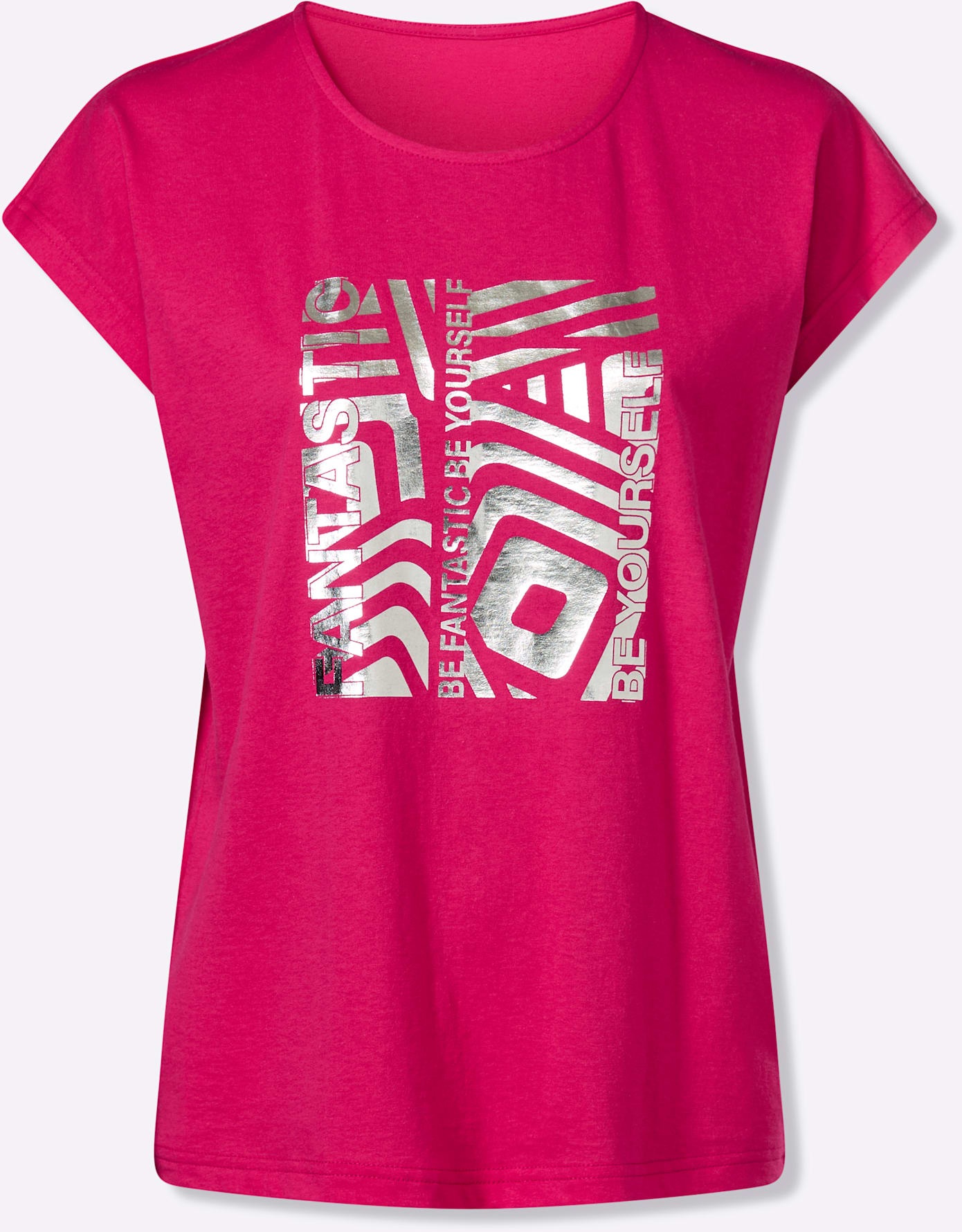 Kurzarmshirt CLASSIC BASICS "Kurzarm-Shirt", Damen, Gr. 40, pink, 100% Baumwolle, bedruckt, gemustert, Rundhals, Shirts 3