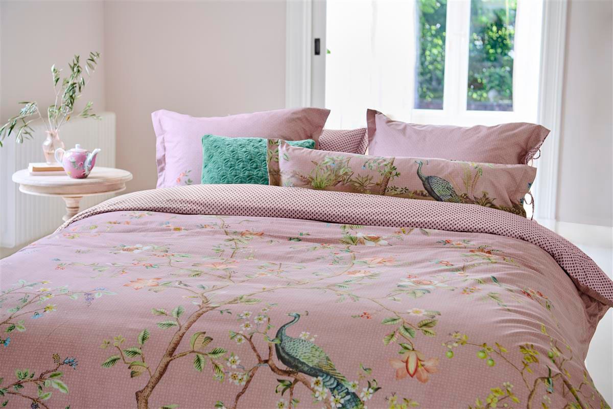 PiP Studio Wendebettwäsche »Okinawa«, 100% Baumwolle, Bettwäsche mit Reißverschluss, Blumen, Pfau