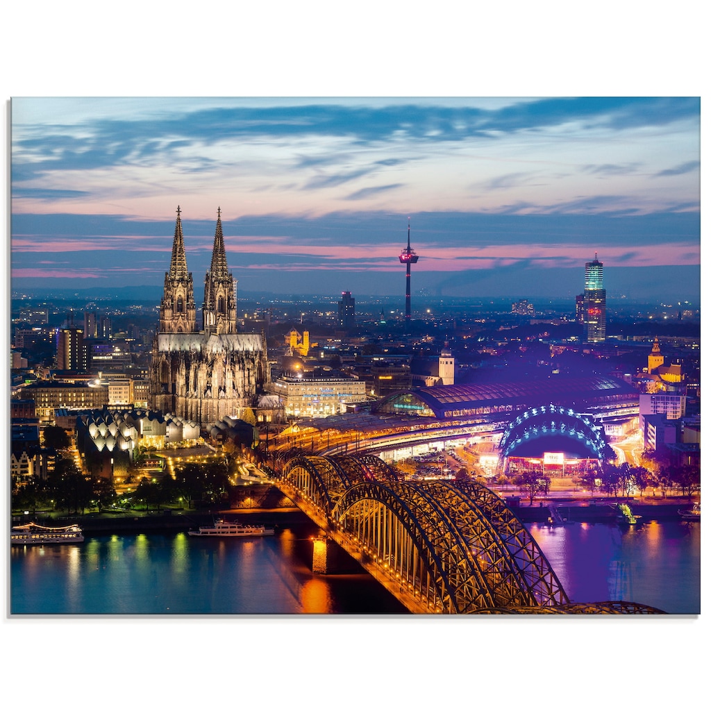 Artland Glasbild »Köln Panorama am Abend«, Deutschland, (1 St.)