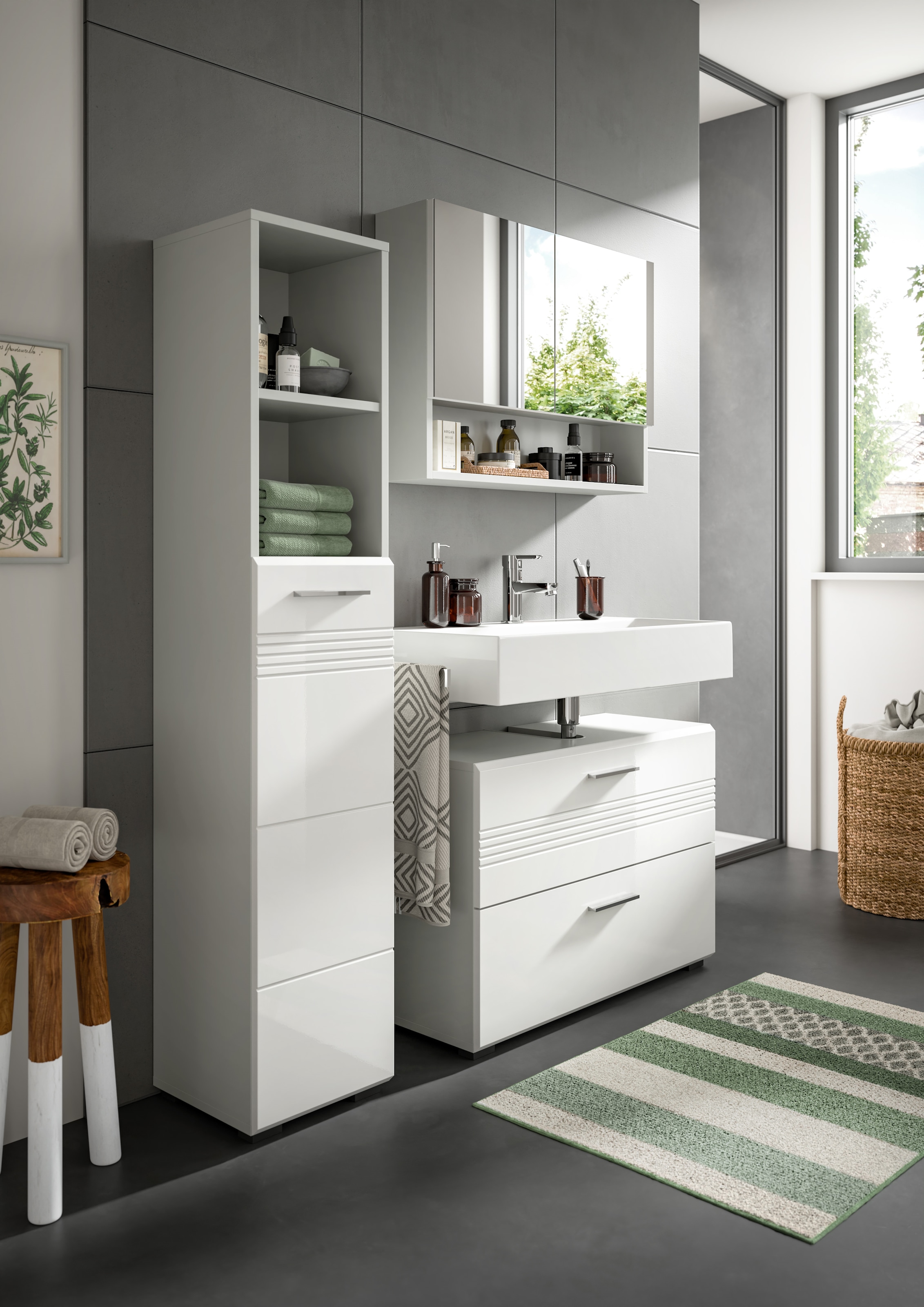 welltime Spiegelschrank »Calcio, Breite 74 cm, 2 Spiegeltüren, 1 Einlegeboden, 3 Fächer«, Badschrank, Bad-Möbel, Badezimmer