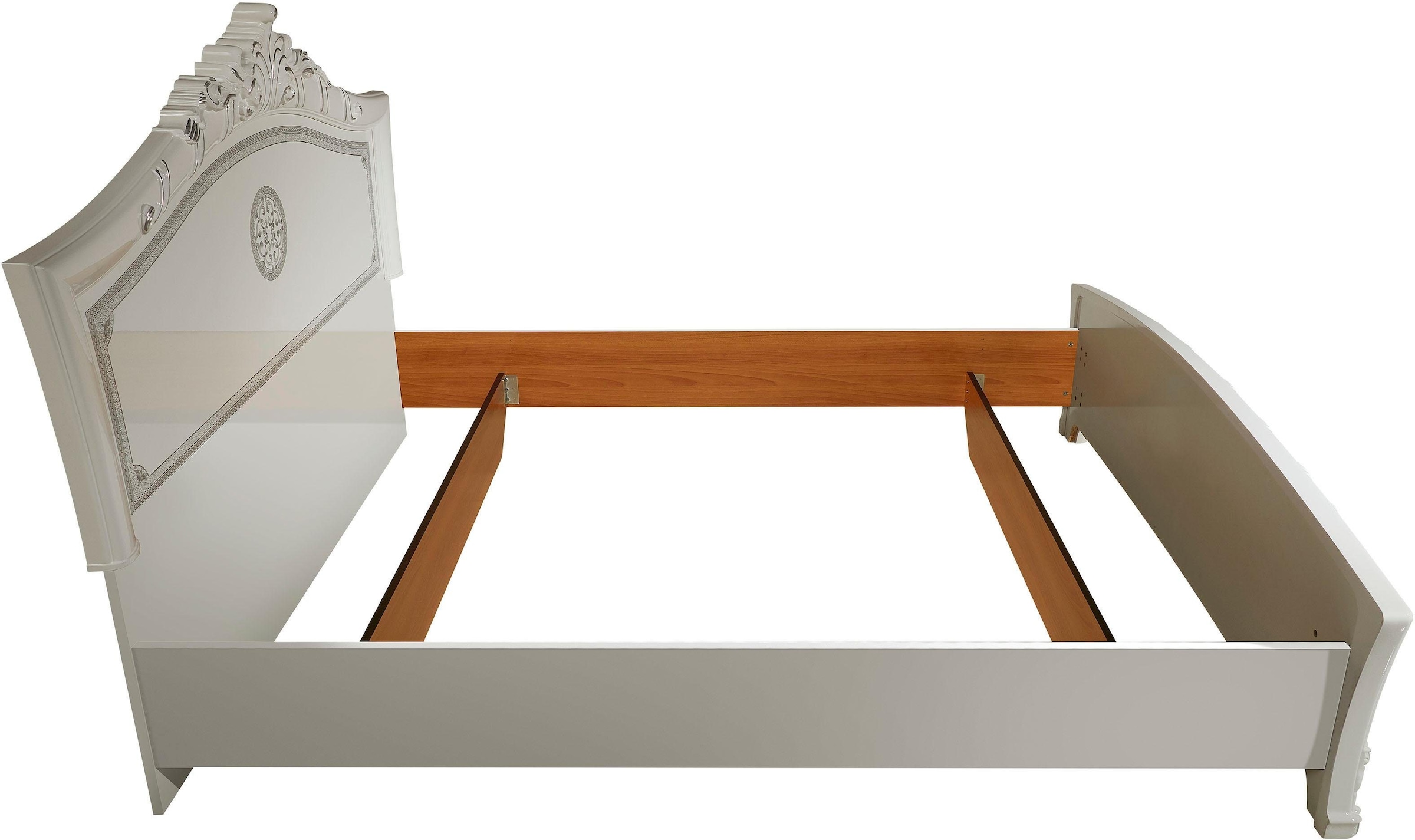 INOSIGN Schlafzimmer-Set »Greta, aus FSC-zertifiziertem Holzwerkstoff, Hochglanzoberfläche«, (4 tlg., aus 1 Kleiderschrank, 1 Bett (180x200cm) und 2 Nachtkommoden), im italienischen Barock- KLassik-Stil mit opulenten Verzierungen