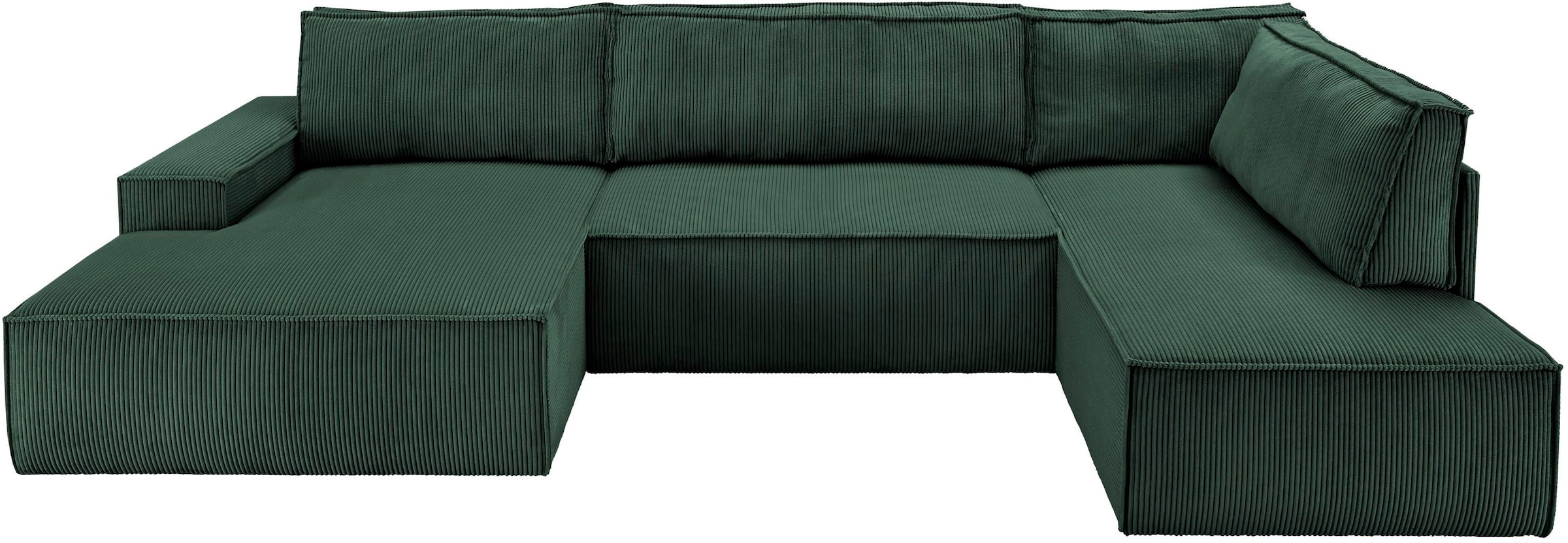 Home affaire Wohnlandschaft »SHERWOOD 329 cm, U-Form, Schlafsofa,«, Schlaffunktion m. Bettkasten (194x139 cm), Cord, Vintage, Samtvelours