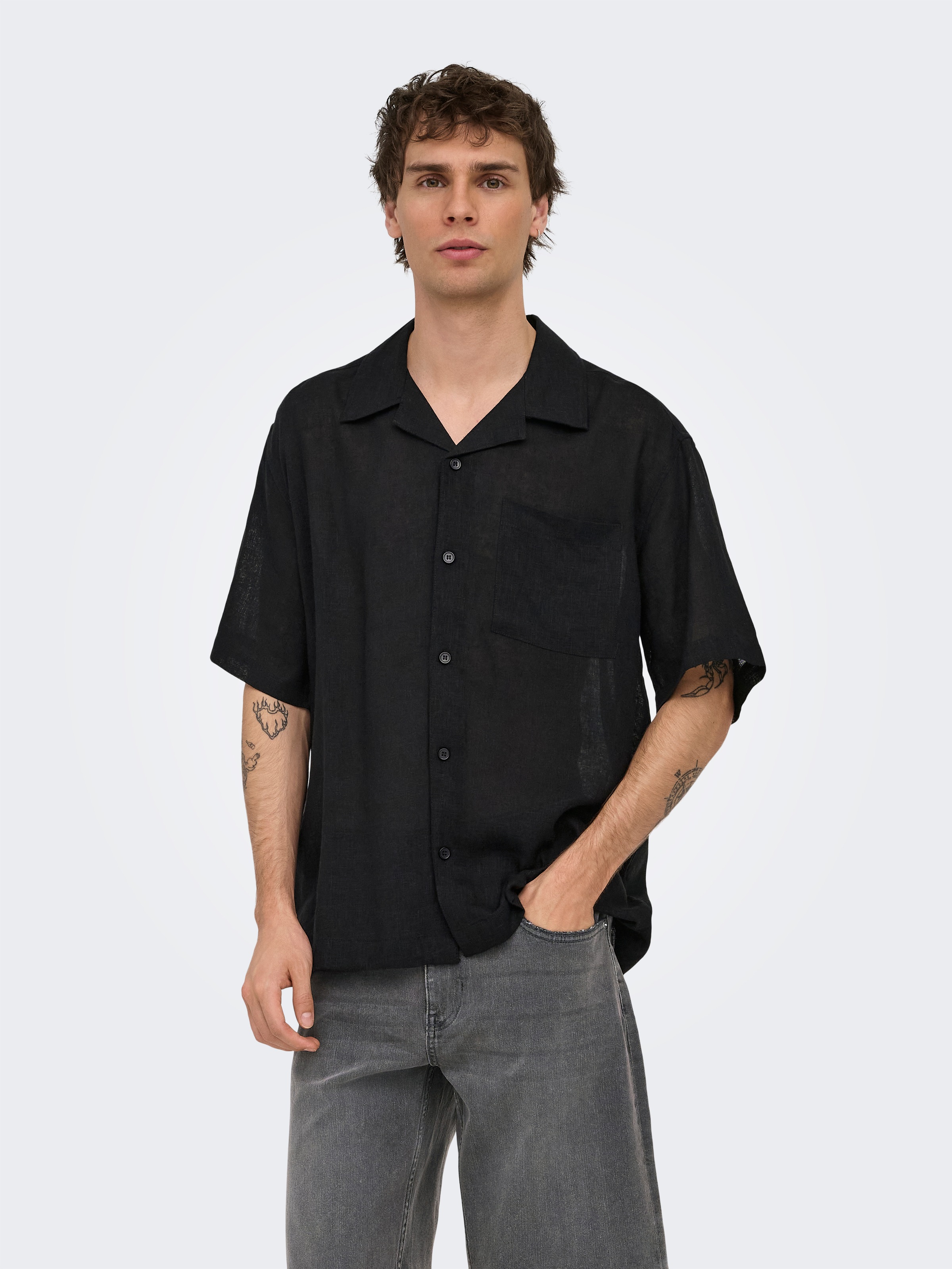 ONLY & SONS Kurzarmhemd »ONSLAURENCE RLX RESOR SS LINENBLEND NOOS«