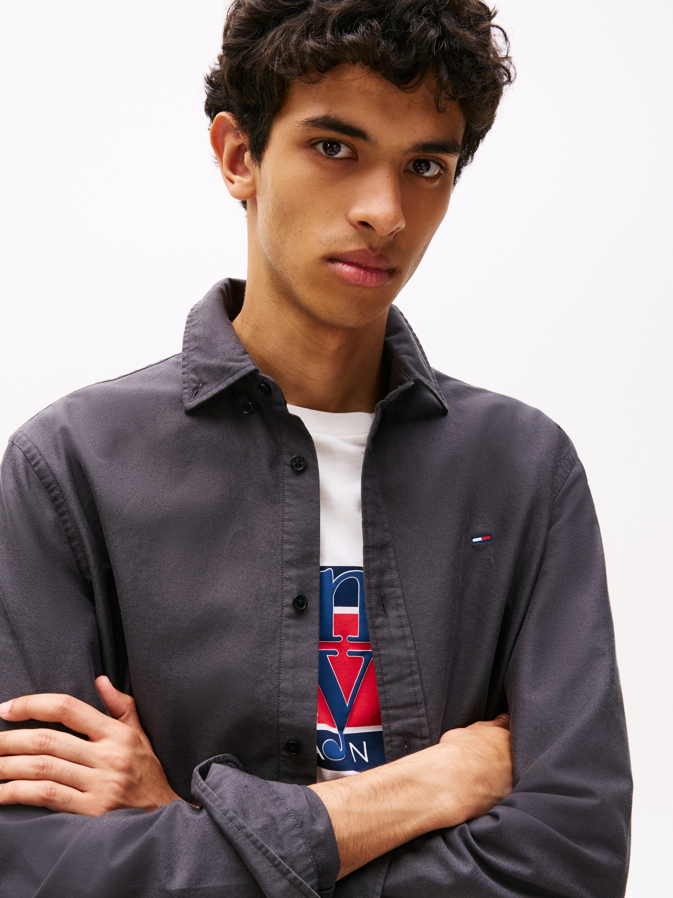Tommy Jeans Langarmhemd "TJM REG OXFORD SHIRT EXT", Mit Rundhalsausschnitt günstig online kaufen