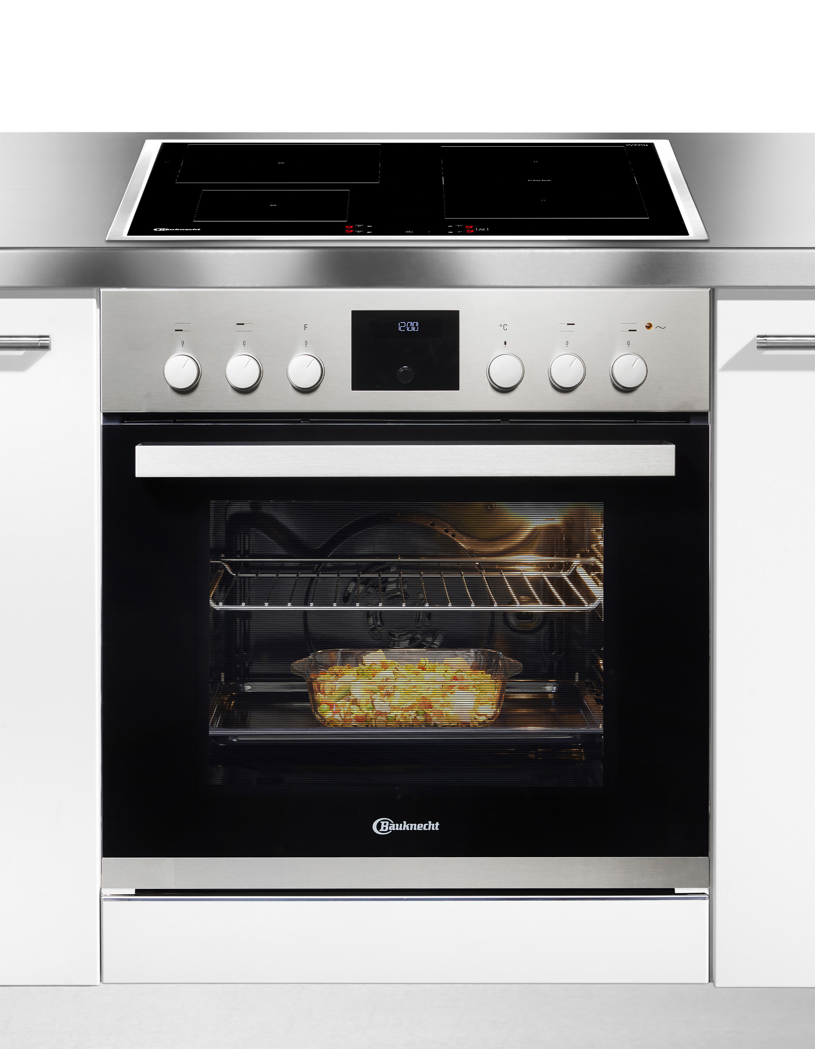 BAUKNECHT Flex-Induktions-Herd-Set "HIS3 EI8V2 IN" mit 2-fach-Teleskopauszug Hydrolyse Flexi Duo – kombinierbare Zonen für flexibles Kochen