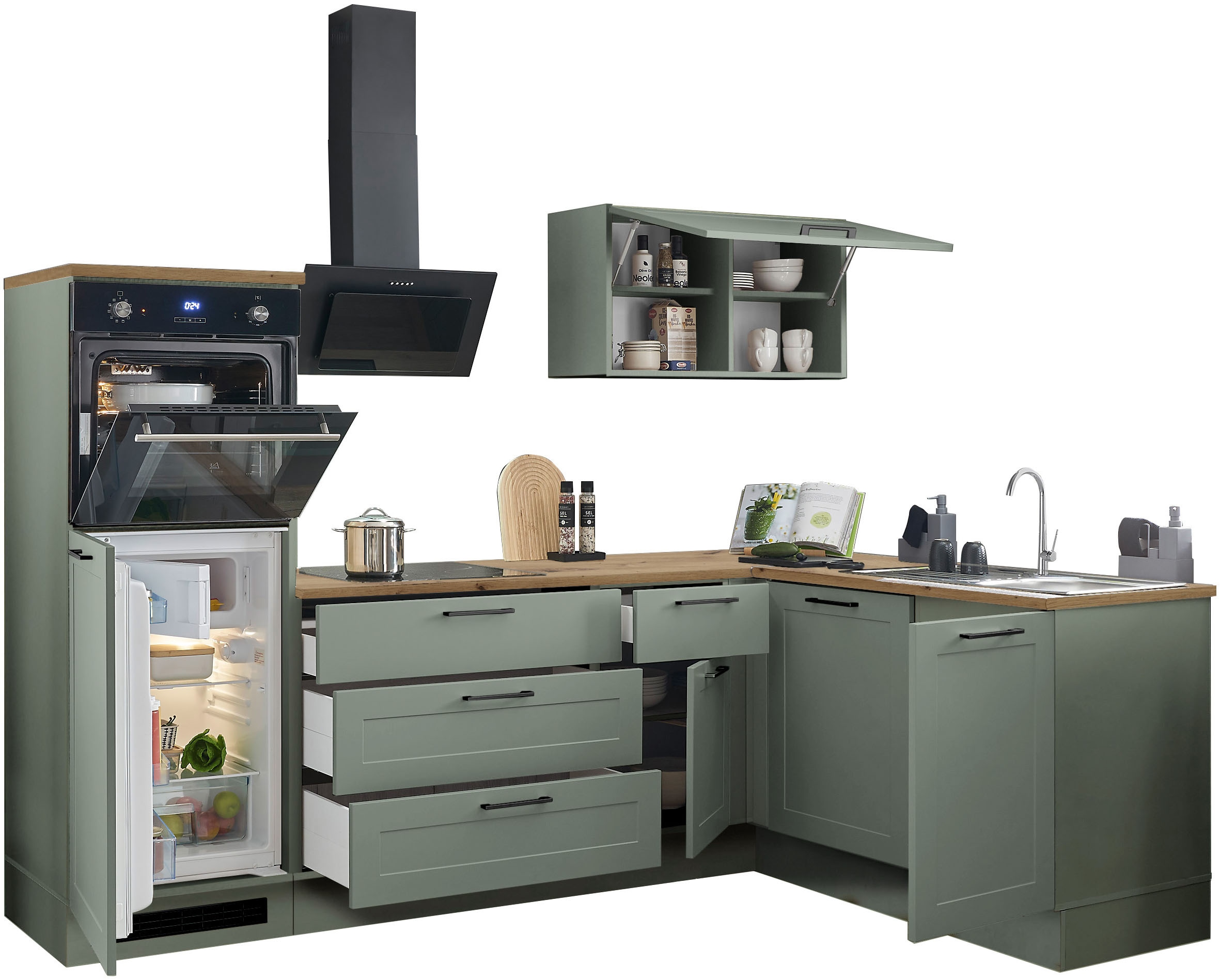 BASIC by Balculina Winkelküche »Marsi«, Stellmaße 260x175 cm, wahlweise E-Geräten, mit Soft-Close-Funktion