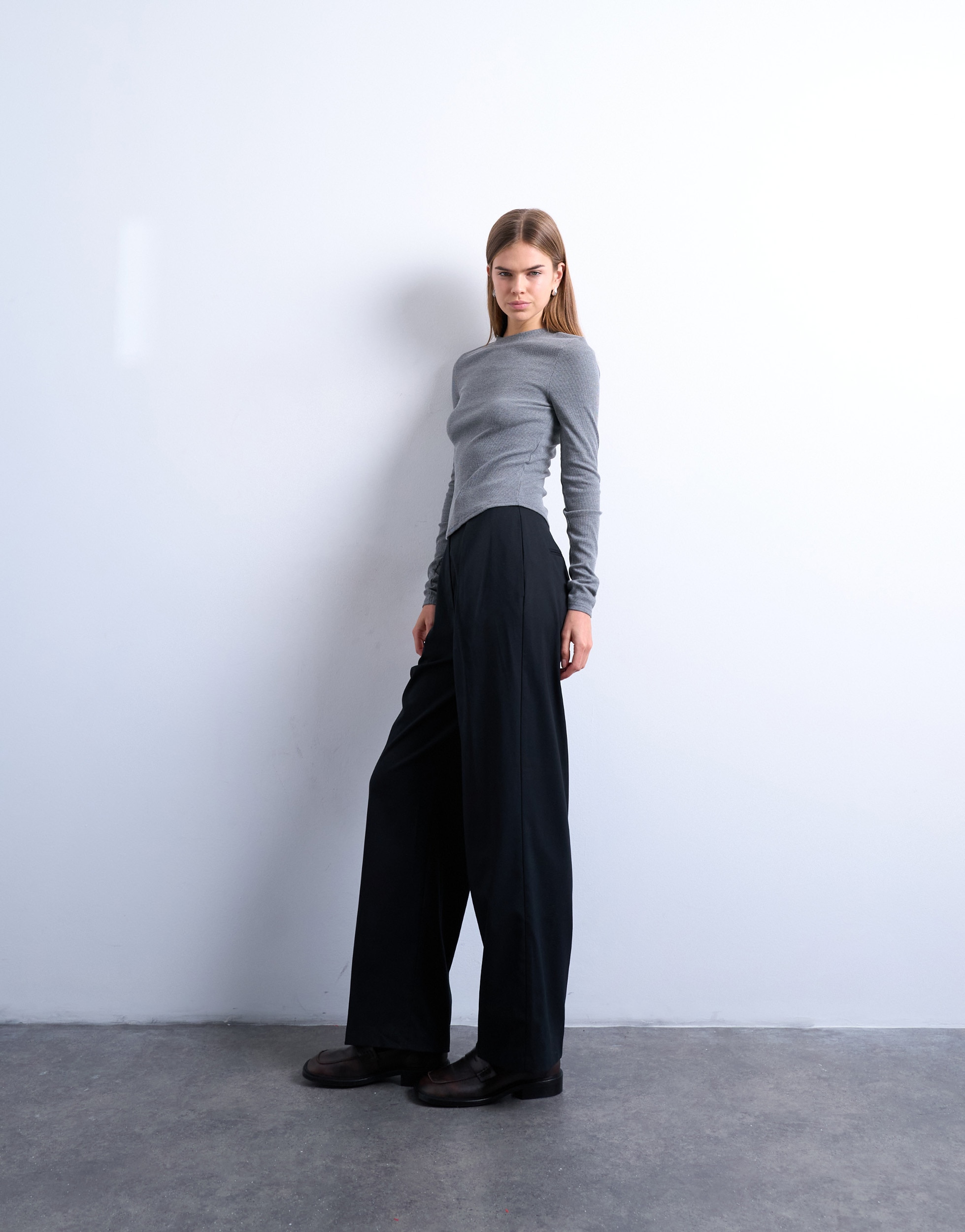 TOPSHOP Langarmshirt »TSBEA LS RIB CURVED HEM TOP JRS NOOS« Baumwollmischung, normal geschnitten