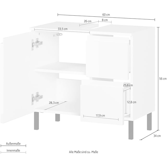 GERMANIA Waschbeckenunterschrank »Scantic«, Breite 60 cm, Badezimmerschrank,  verstellbarer Einlegeboden bestellen | BAUR