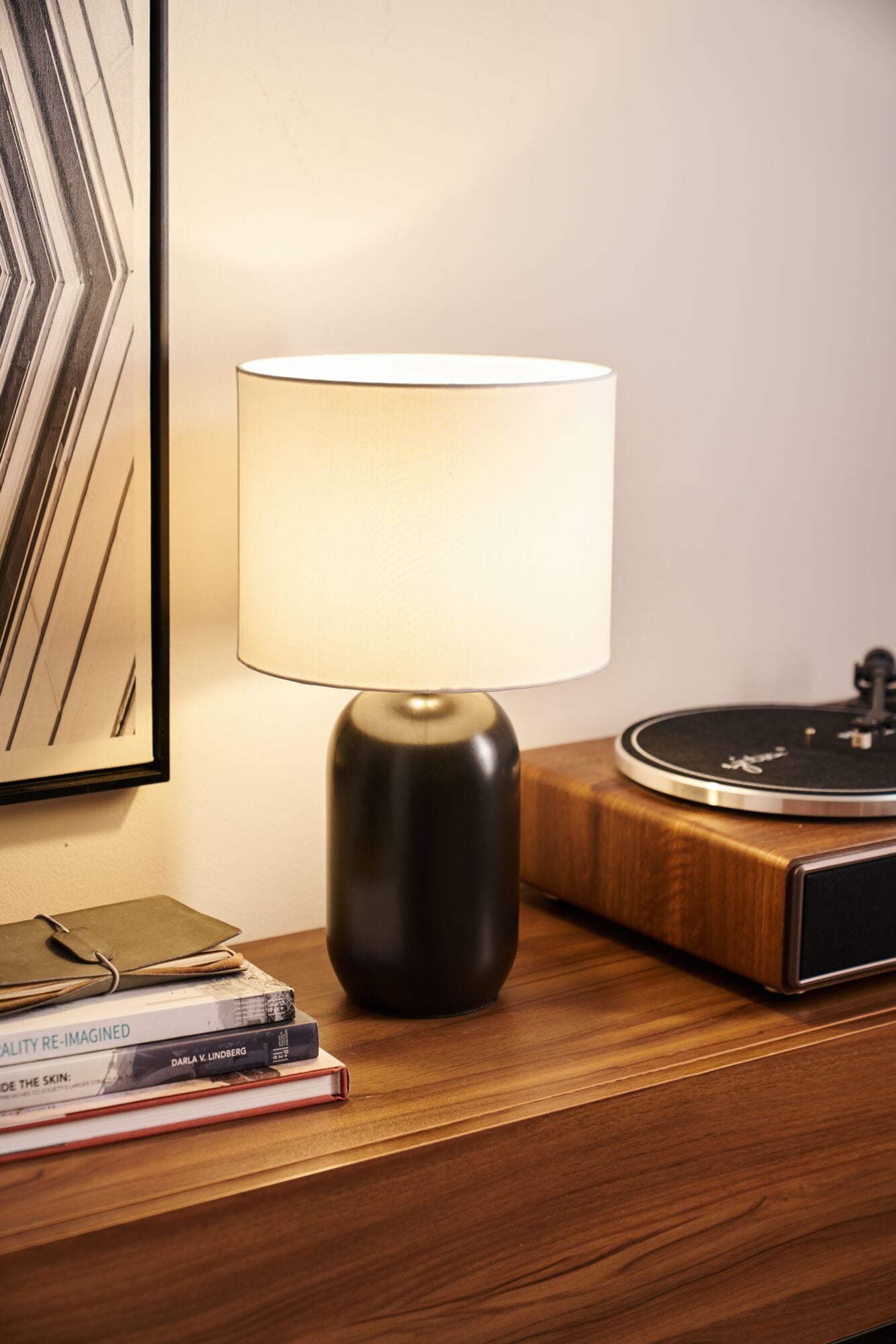 Pauleen Tischleuchte »Mystic Shine max 20W E14 Weiß/Schwarz 230V Stoff/Keramik« E14 1 Stk. IP20